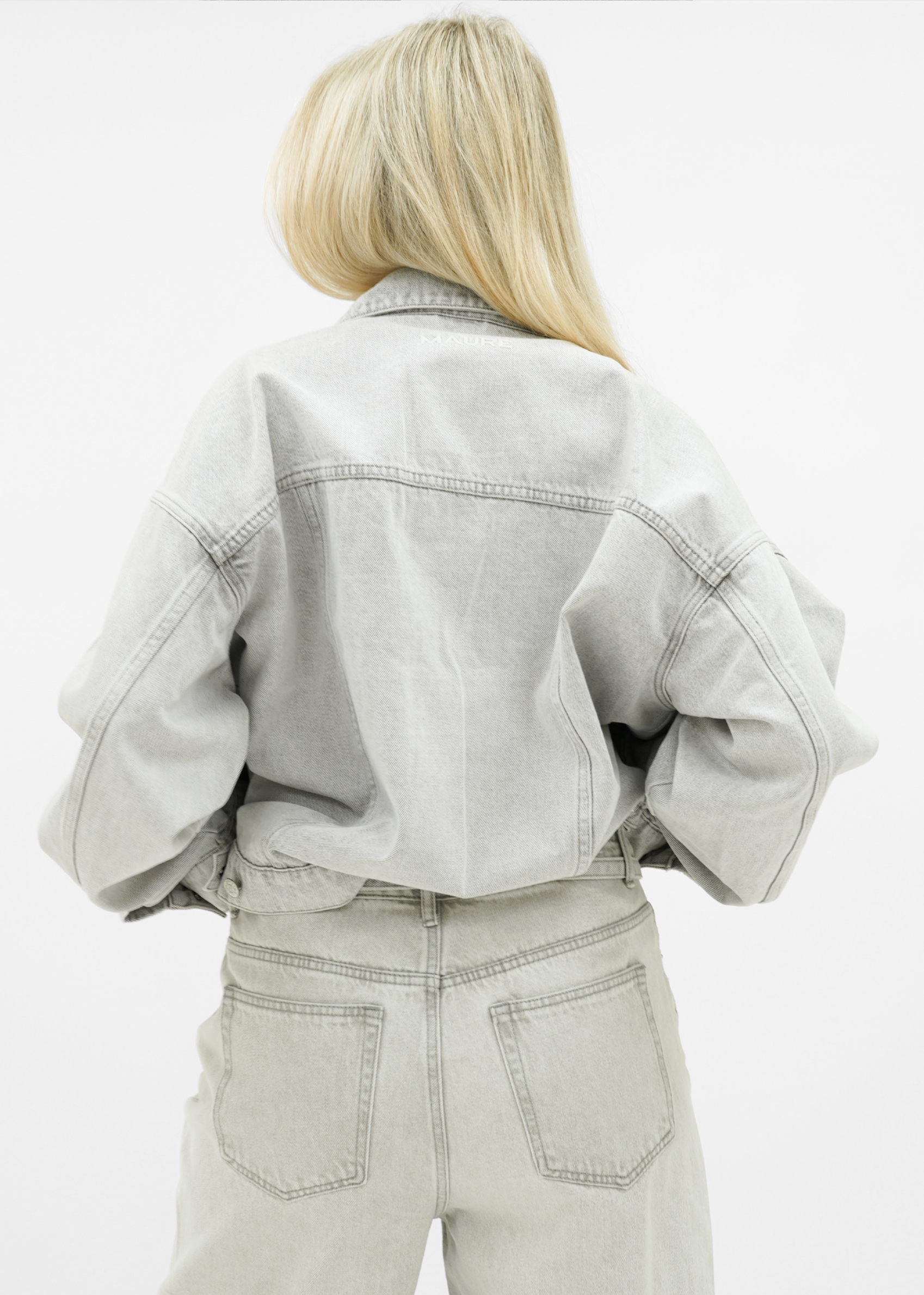 Oversized denim jacket light washed grey (tall)