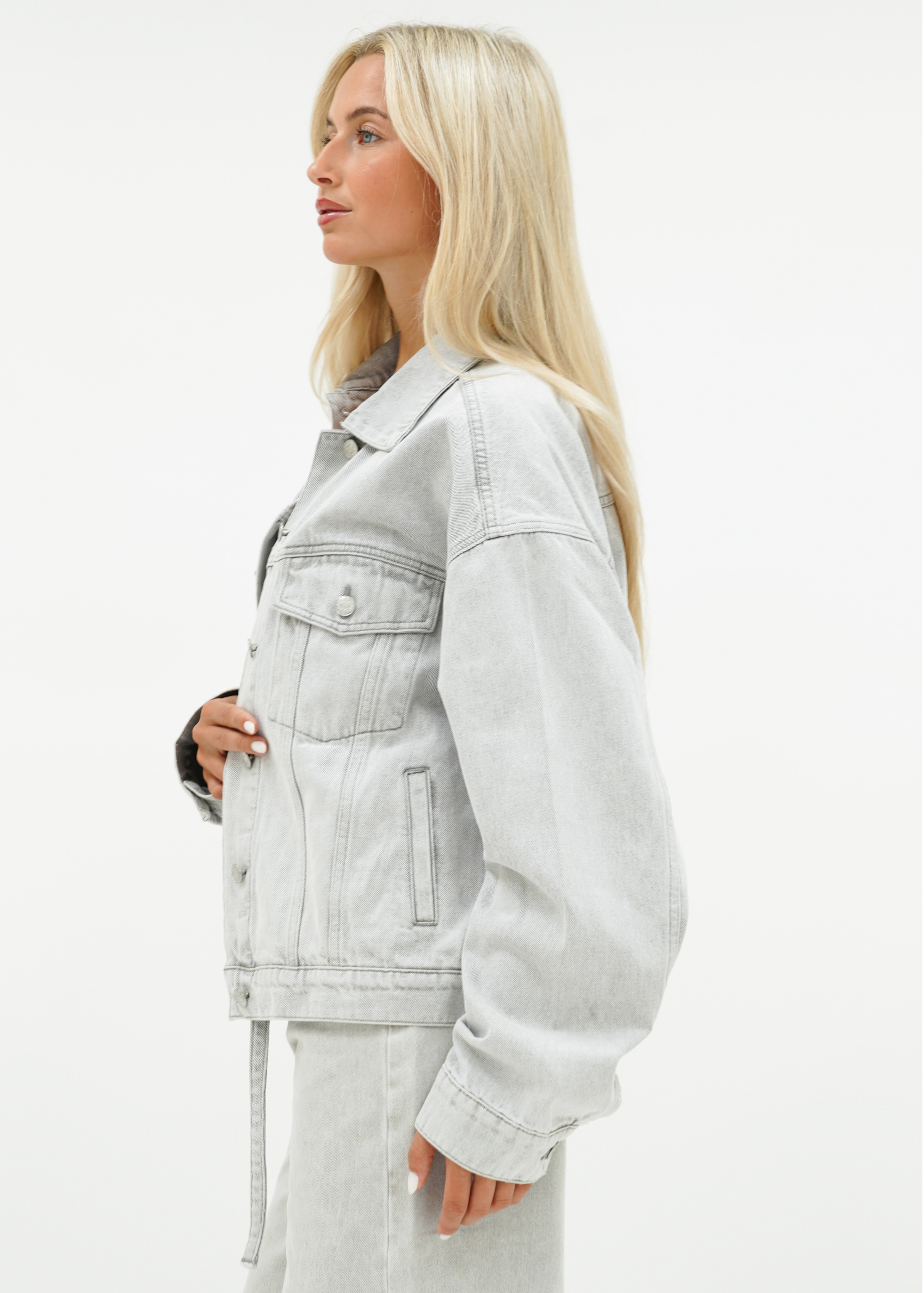 Oversized denim jacket light washed grey (tall)