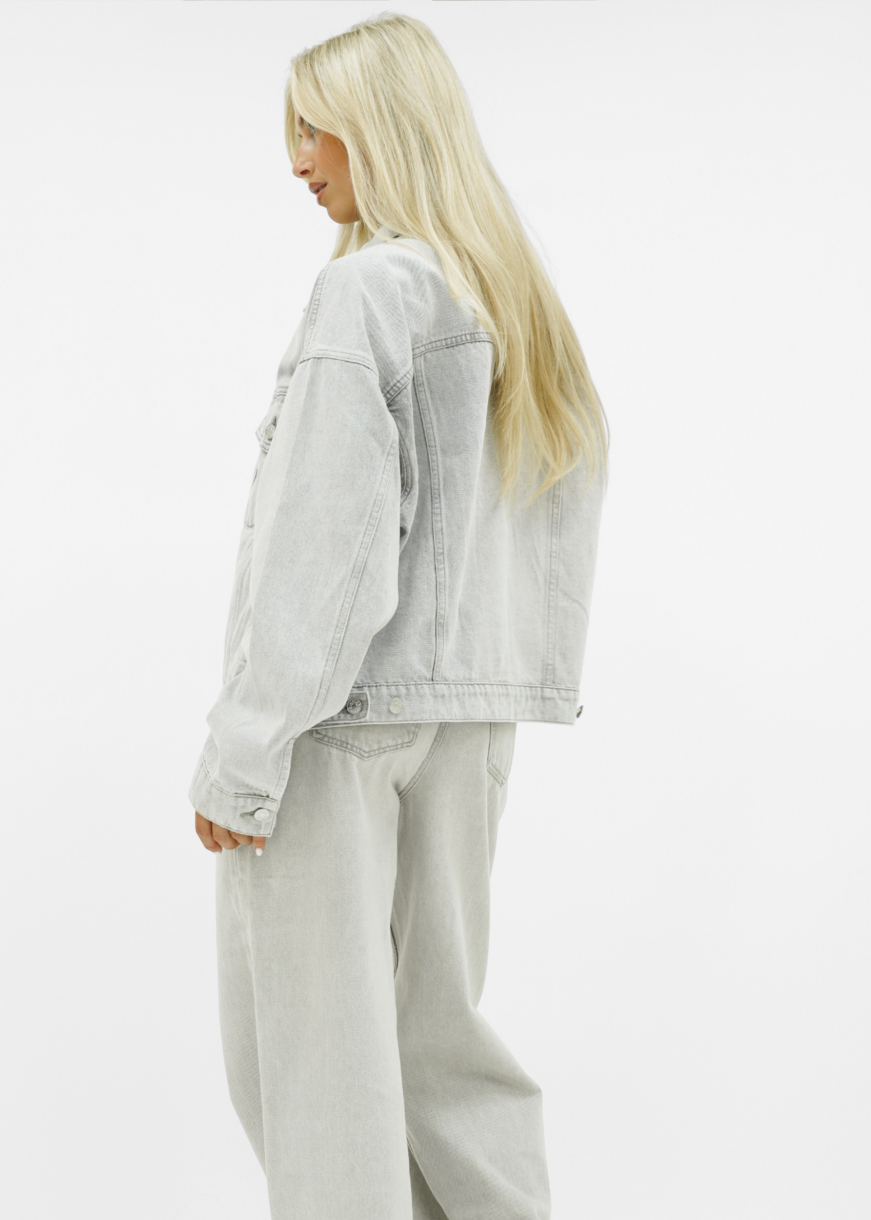 Oversized denim jacket light washed grey (tall)
