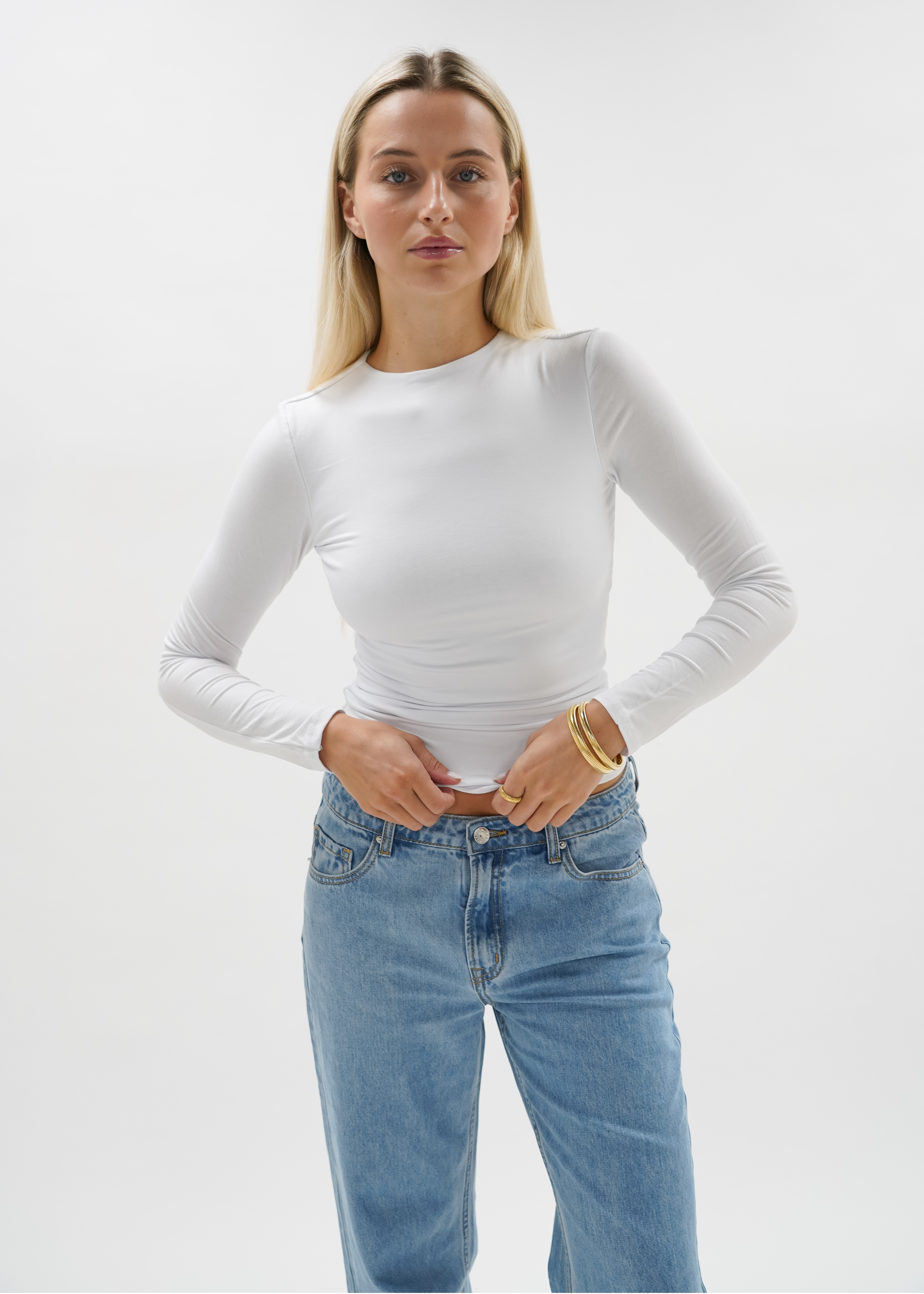 Långärmad topp lång vit