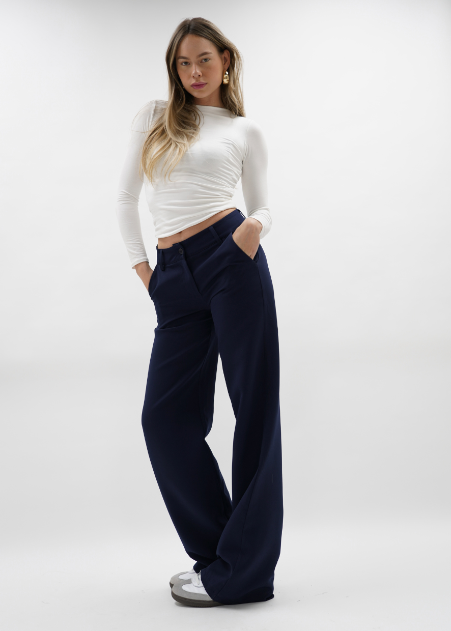 Low/mid waist straight leg pants casual night blue (REGULAR)