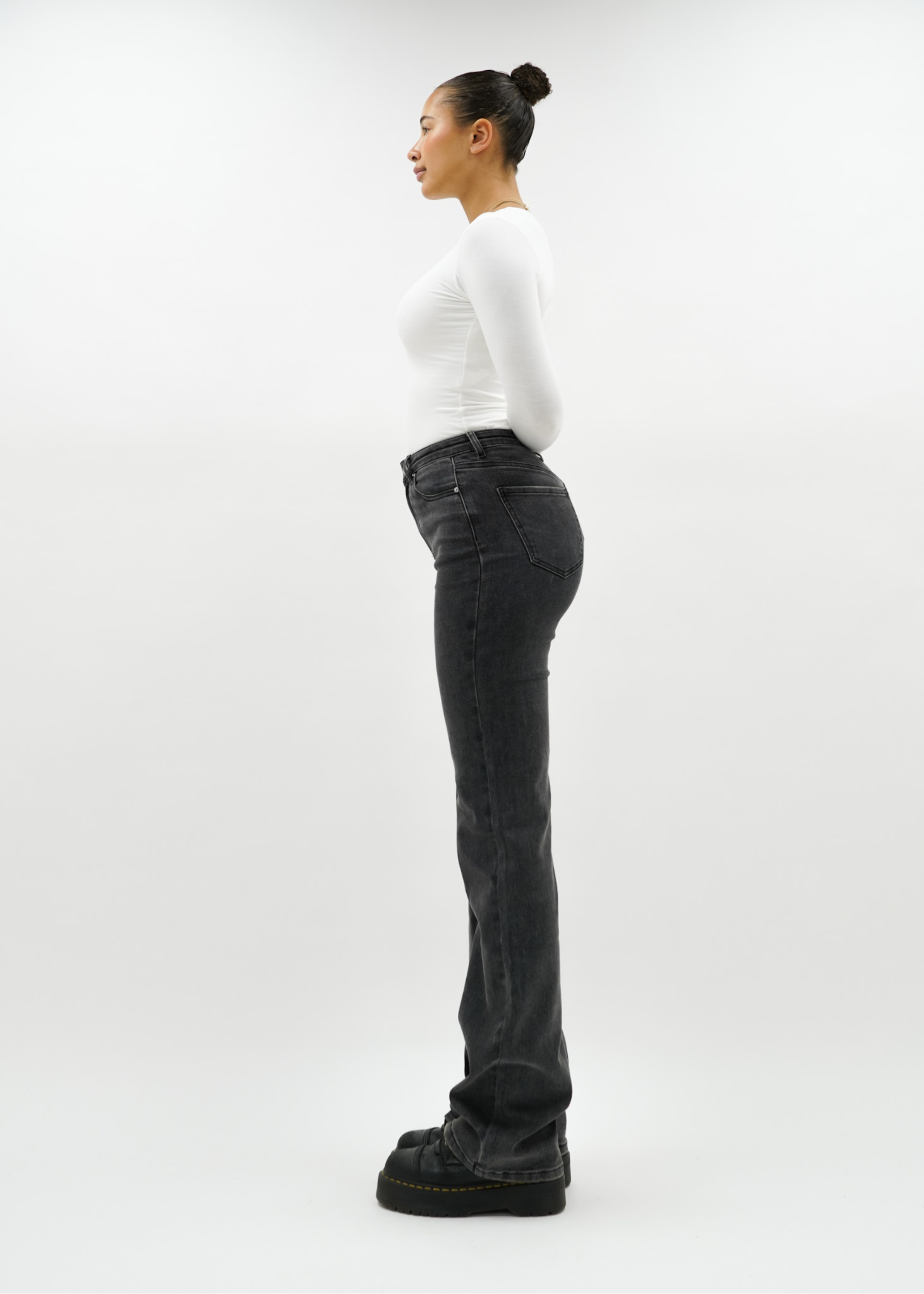 High waist wide leg jeans dark grey (tall)