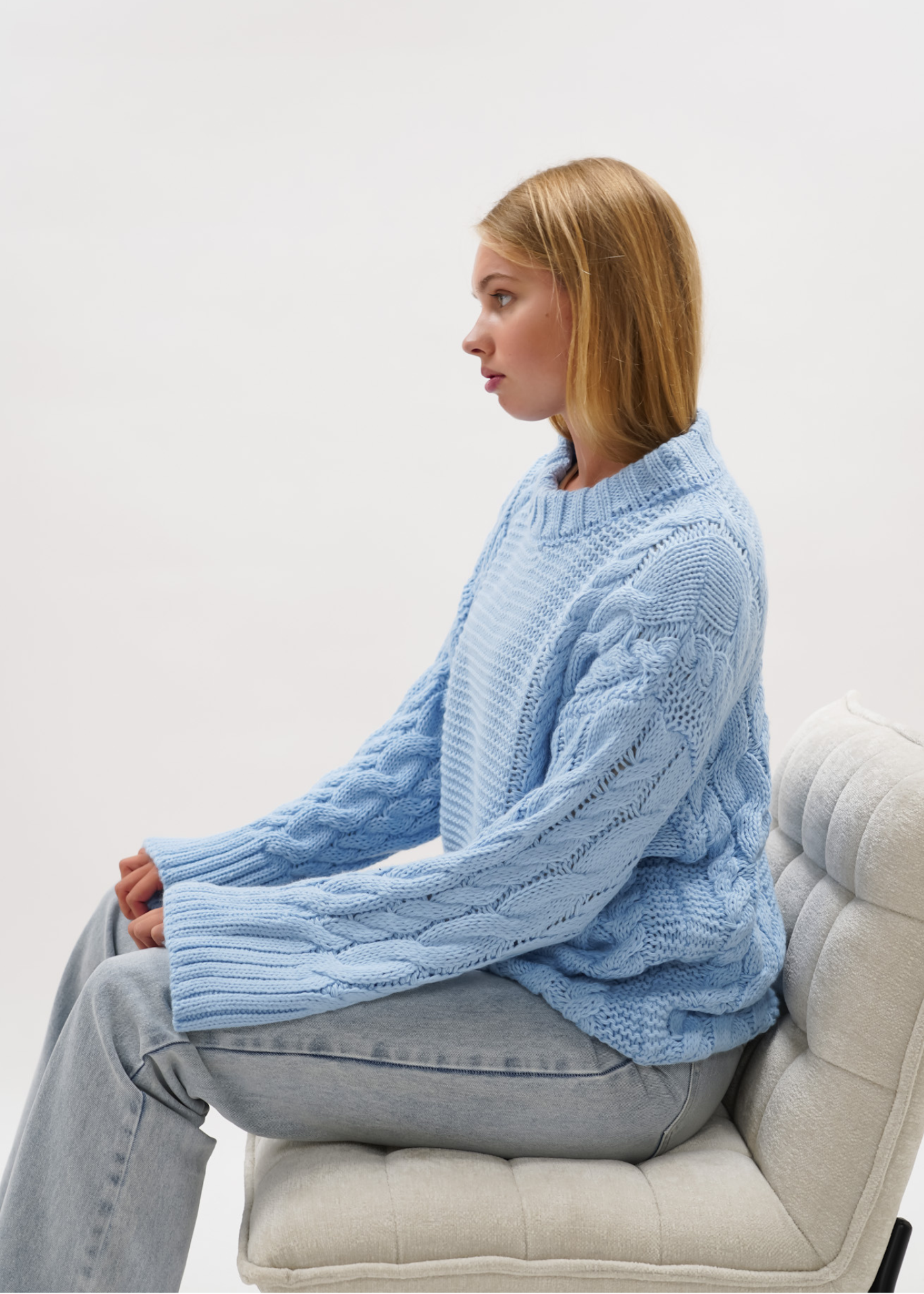 Cable knit baby blue