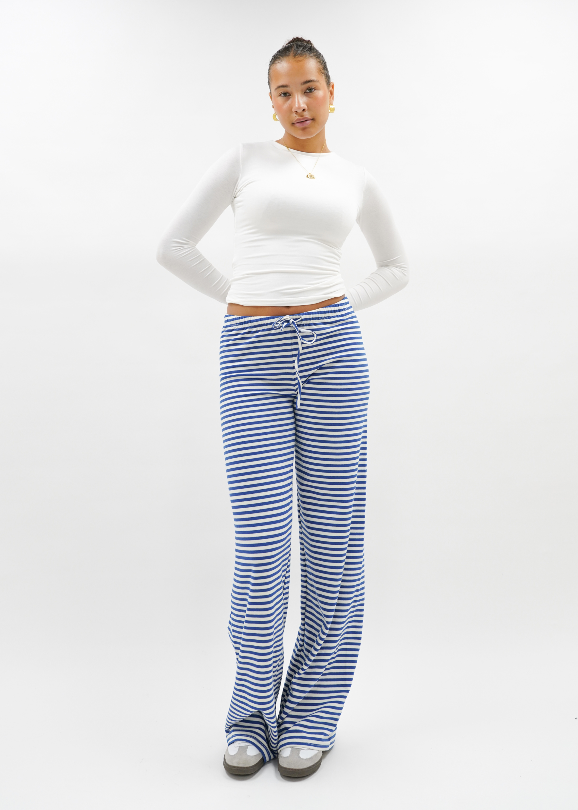 Soft striped pants crème/blue (tall)