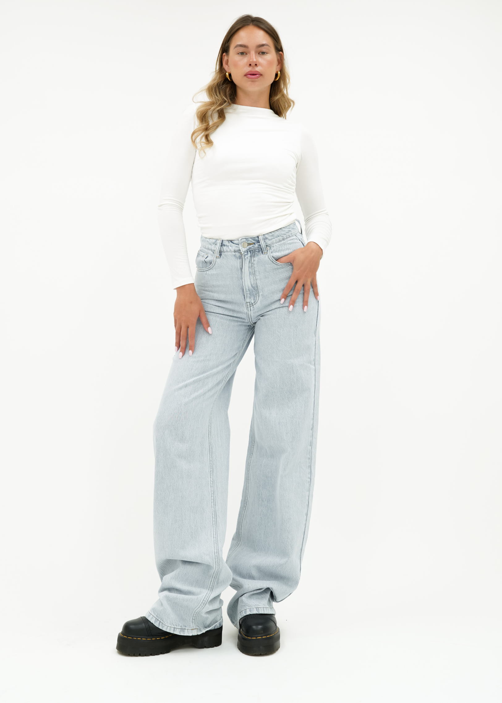 High waist super wide leg jeans light blue (tall)