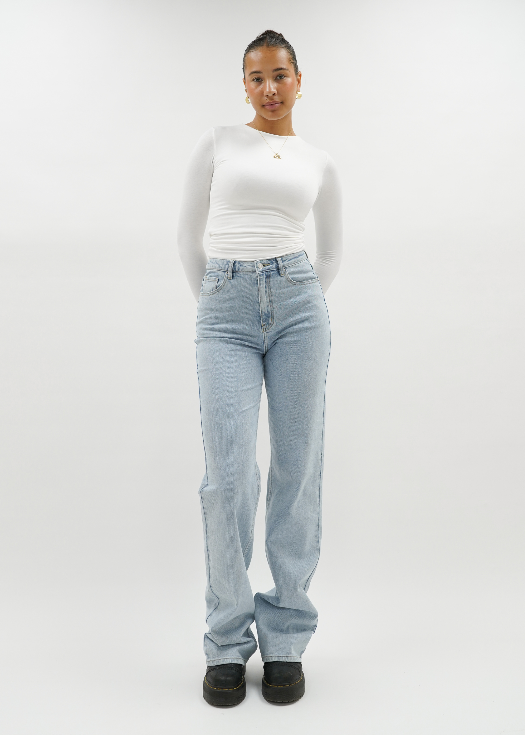 High waist wide leg jeans light blue (tall)