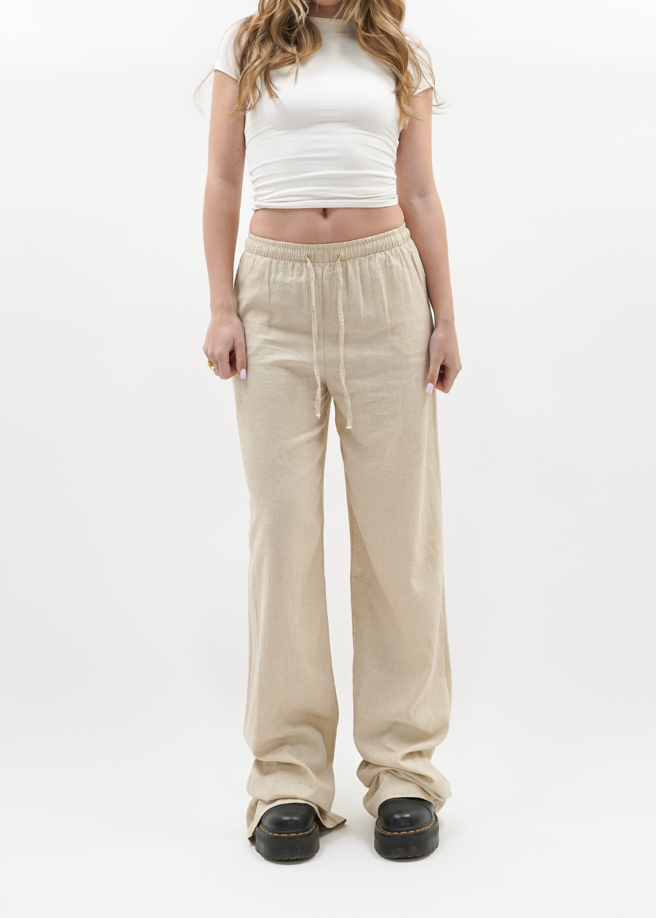 Linnen pants (tall) sand melange