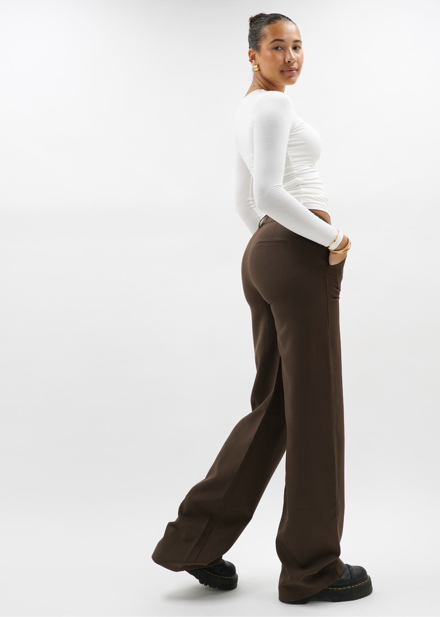 Low/mid waist pants casual chocolate brown (tall)