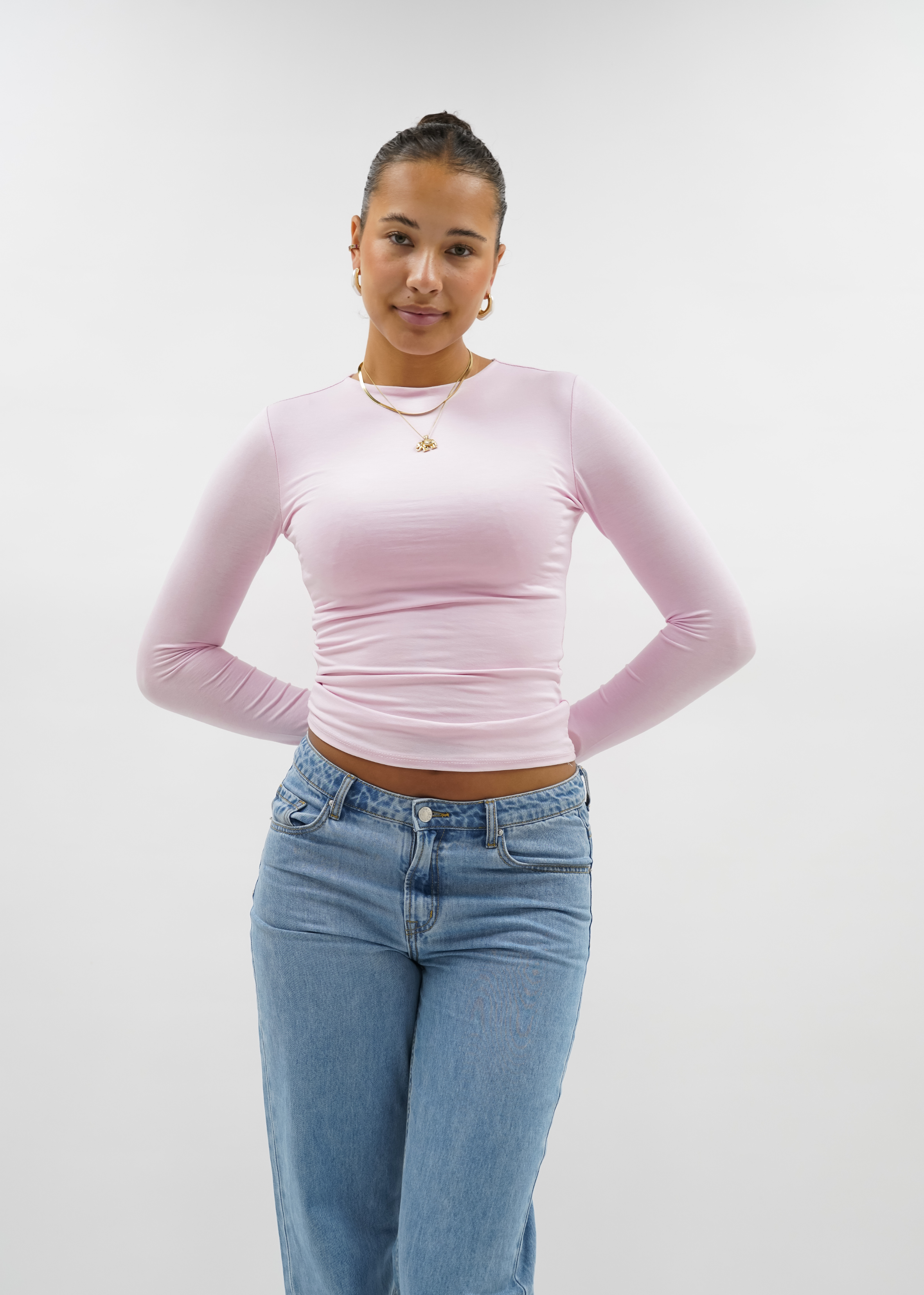 Long sleeve top long light pink (tall)