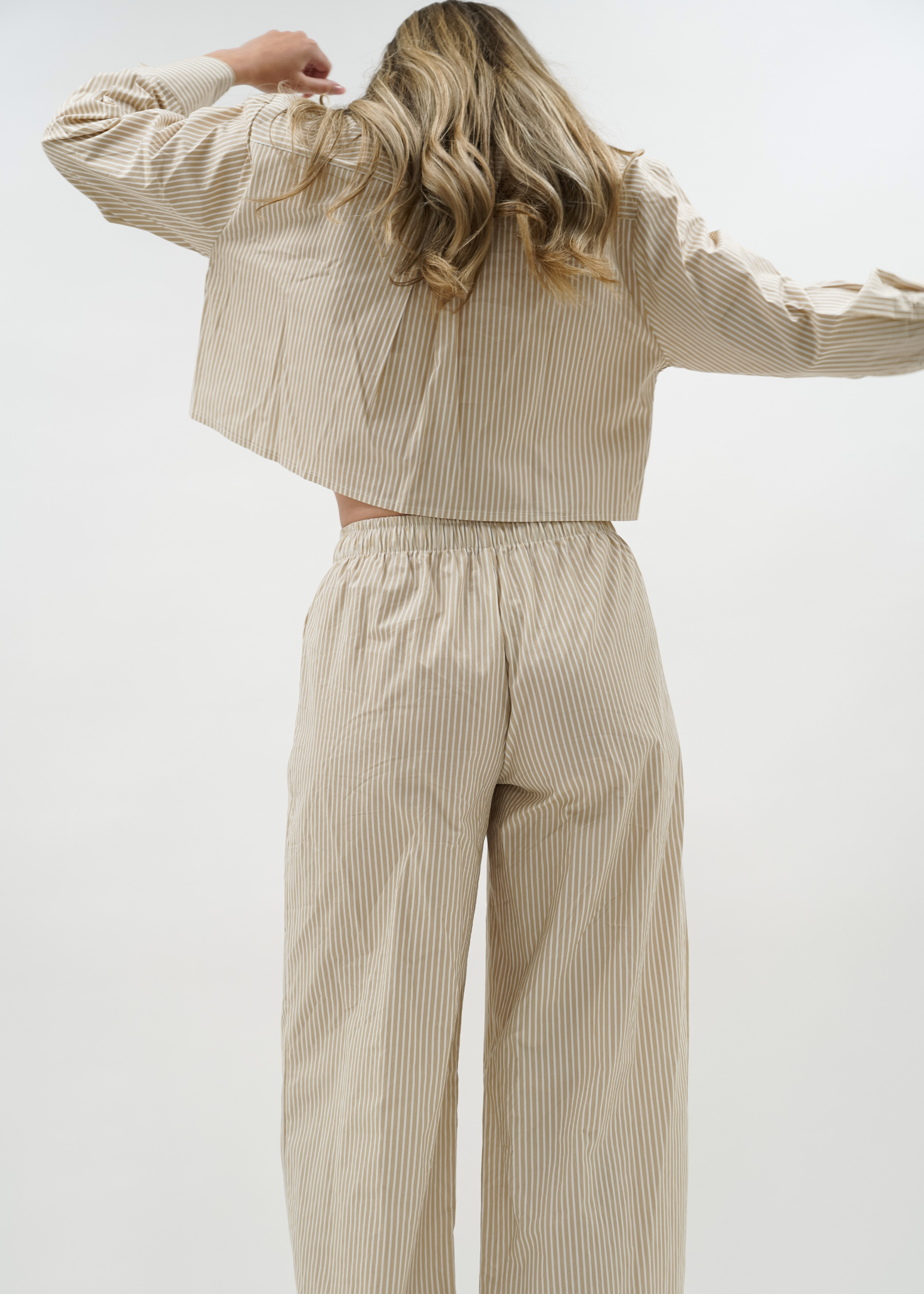 Cotton blouse striped beige/white