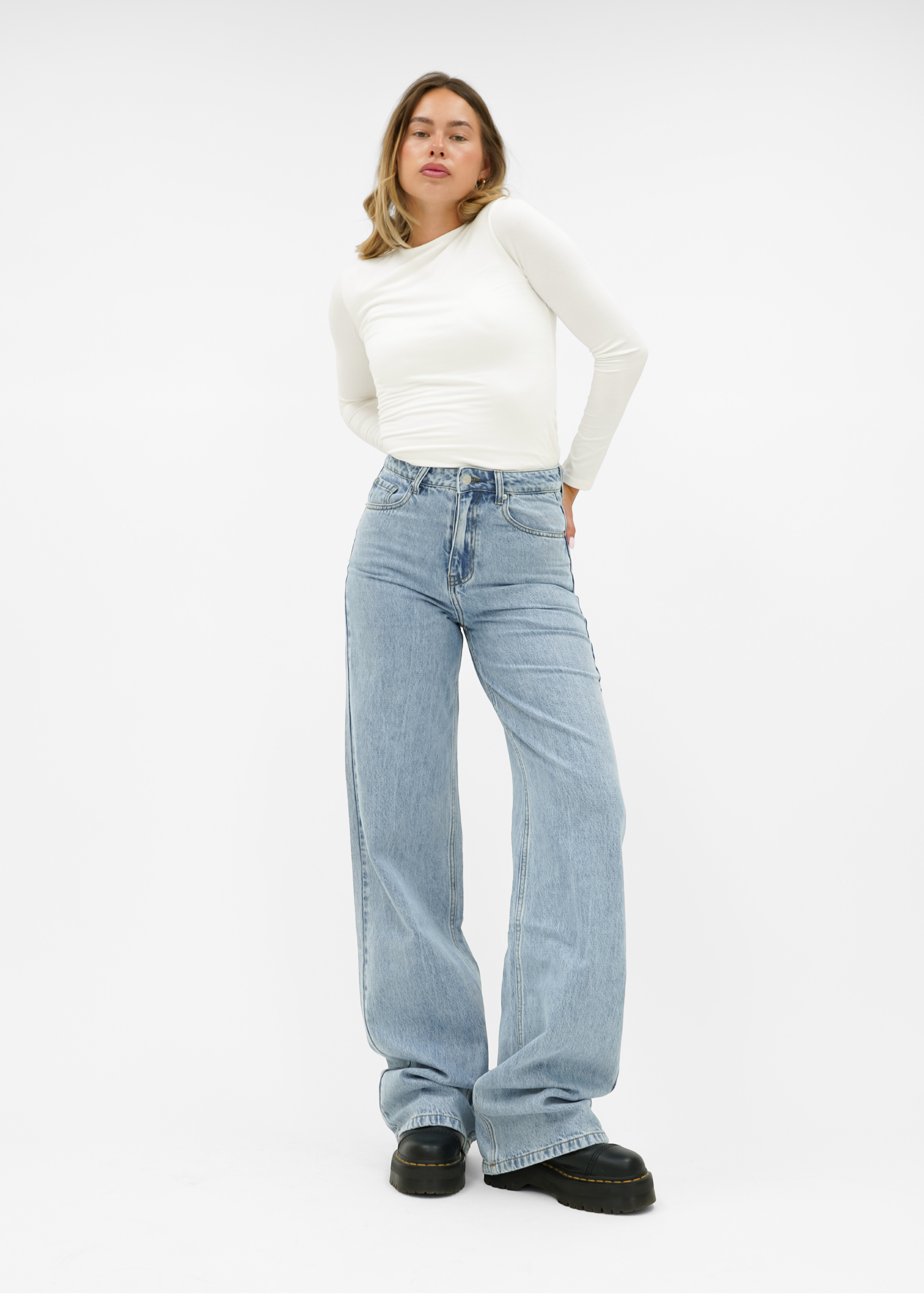 High waist super wide leg jeans classic blue (tall)