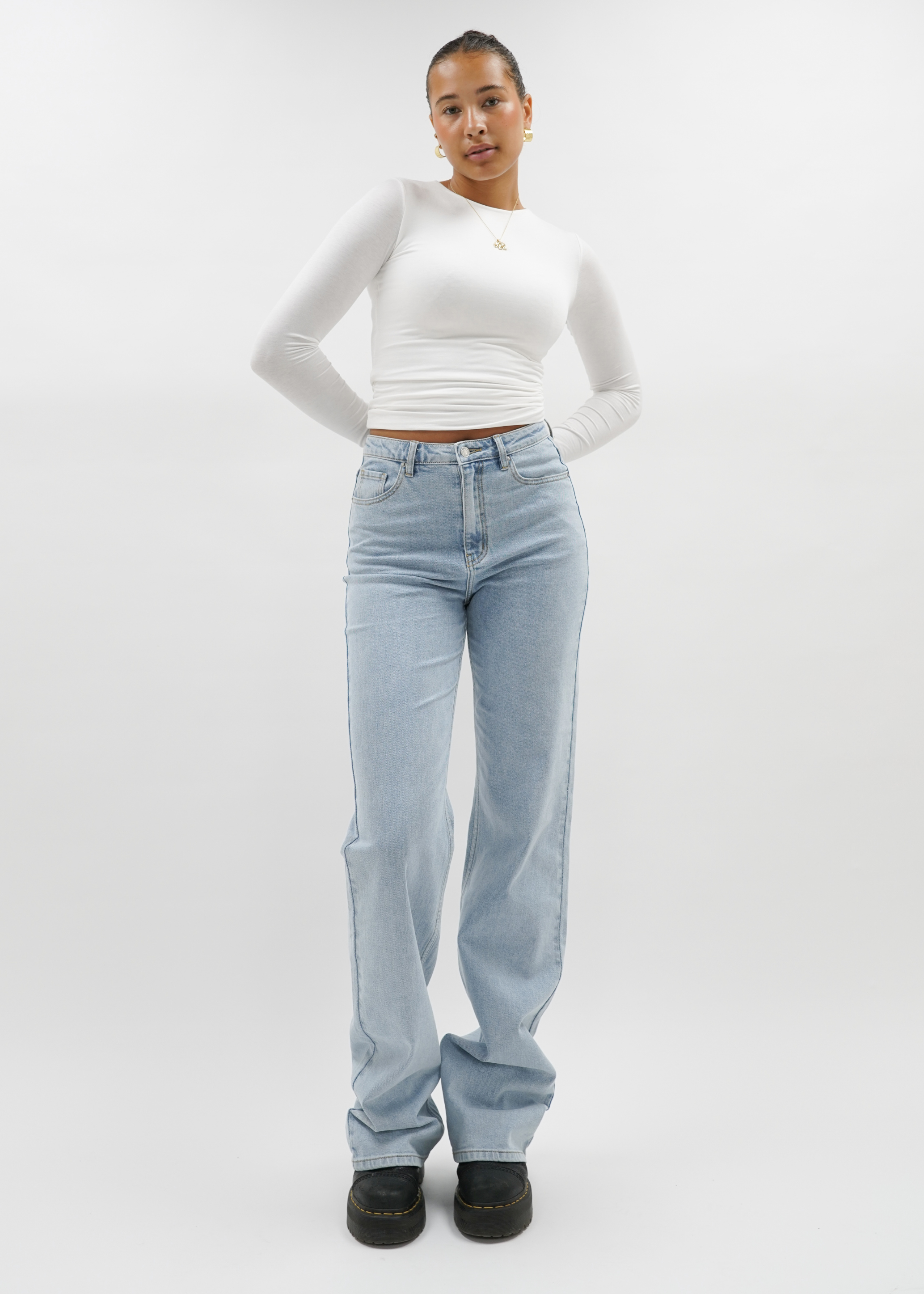 High waist wide leg jeans light blue (tall)