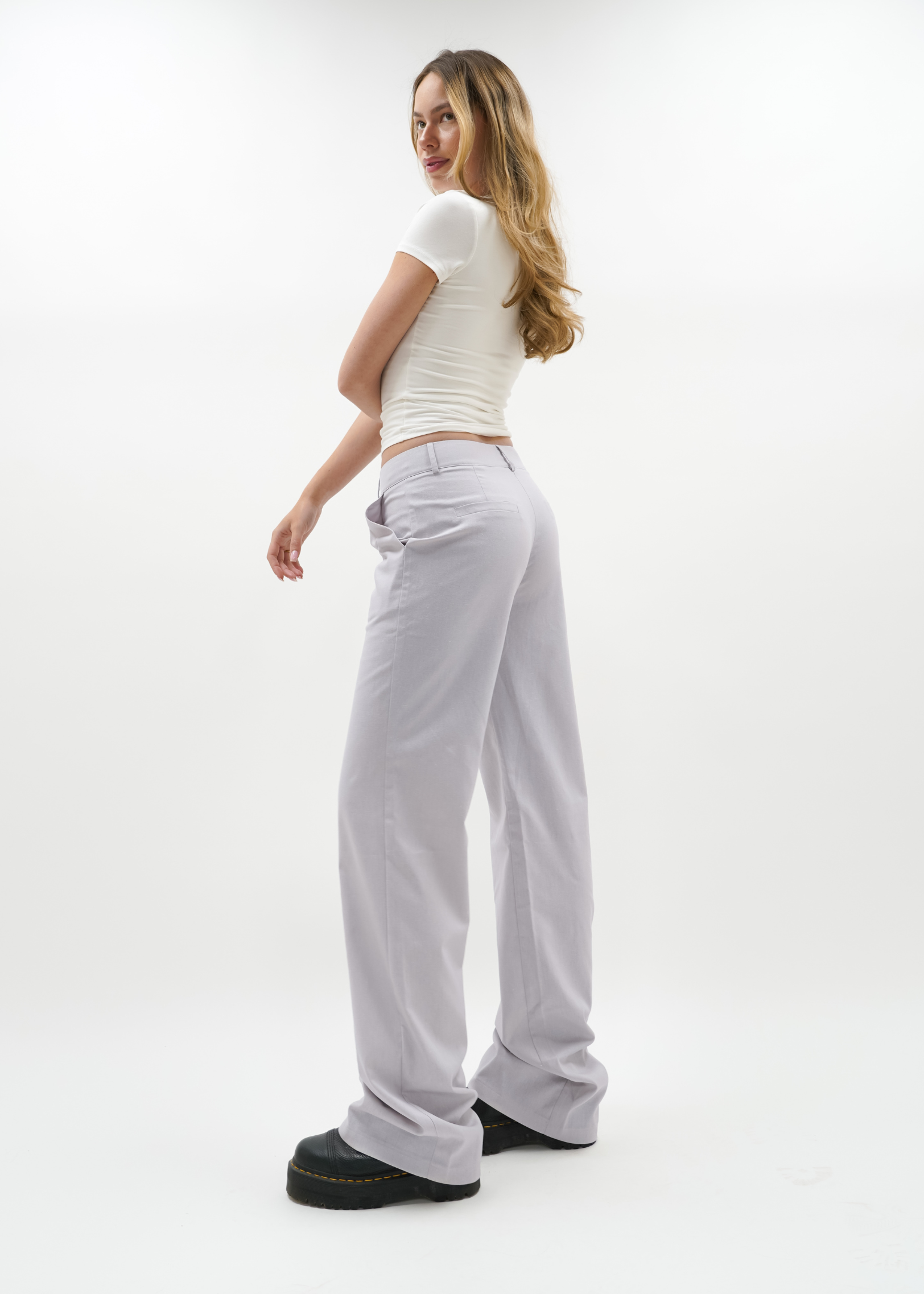 Low/mid waist linnen pants casual (tall) light taupe