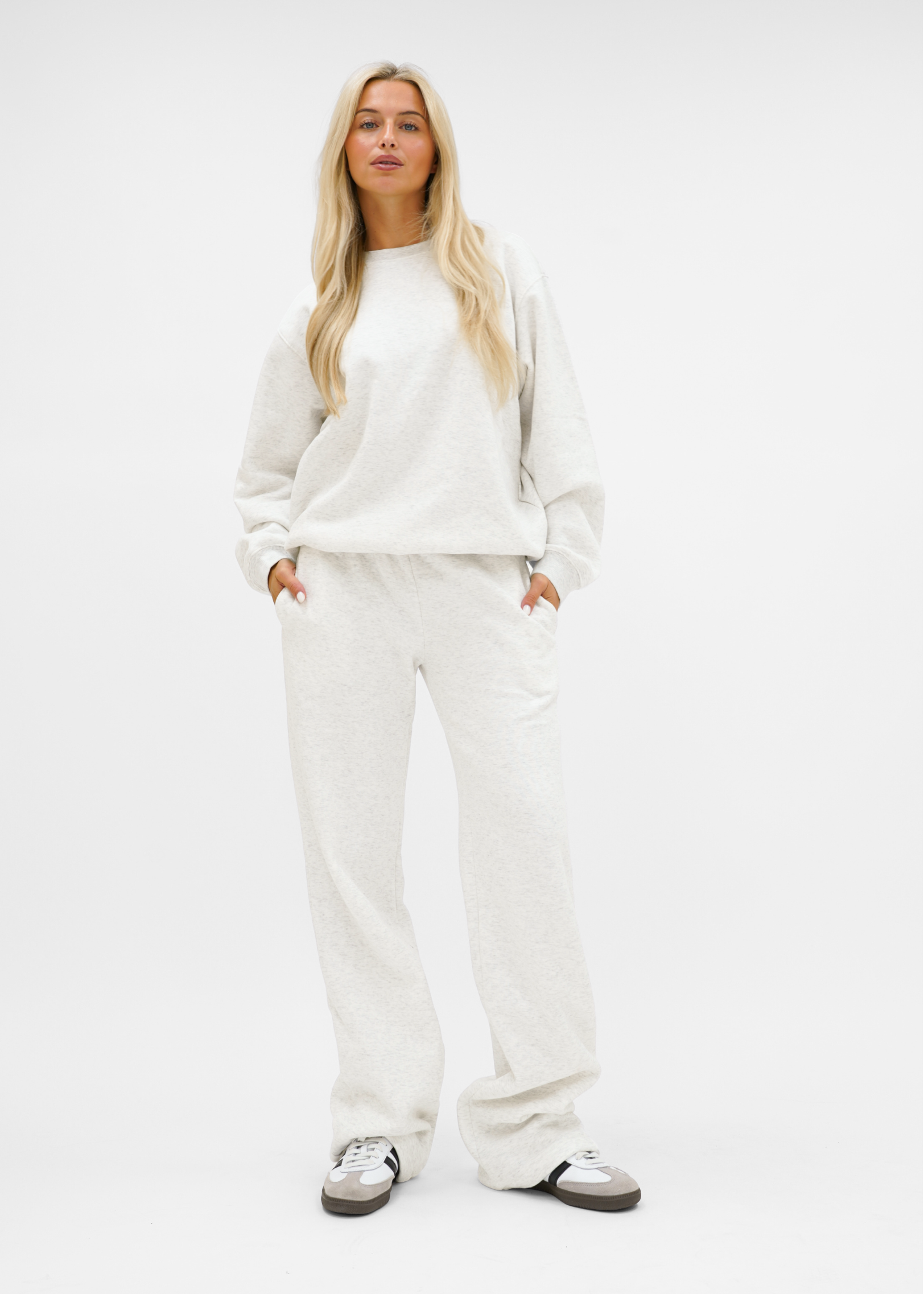 Low/mid waist jogger pants light grey melange (tall)