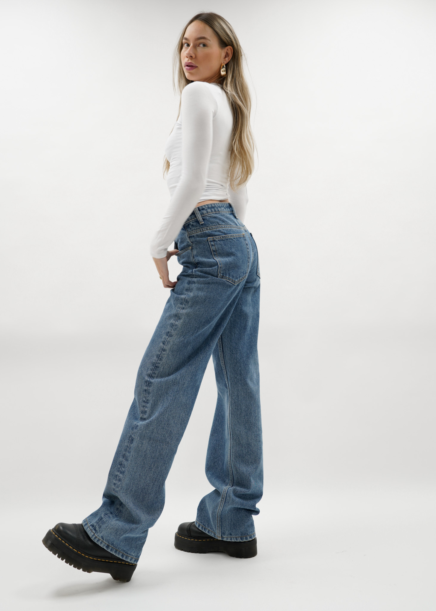 Jeans taille basse bleu foncé (TALL)