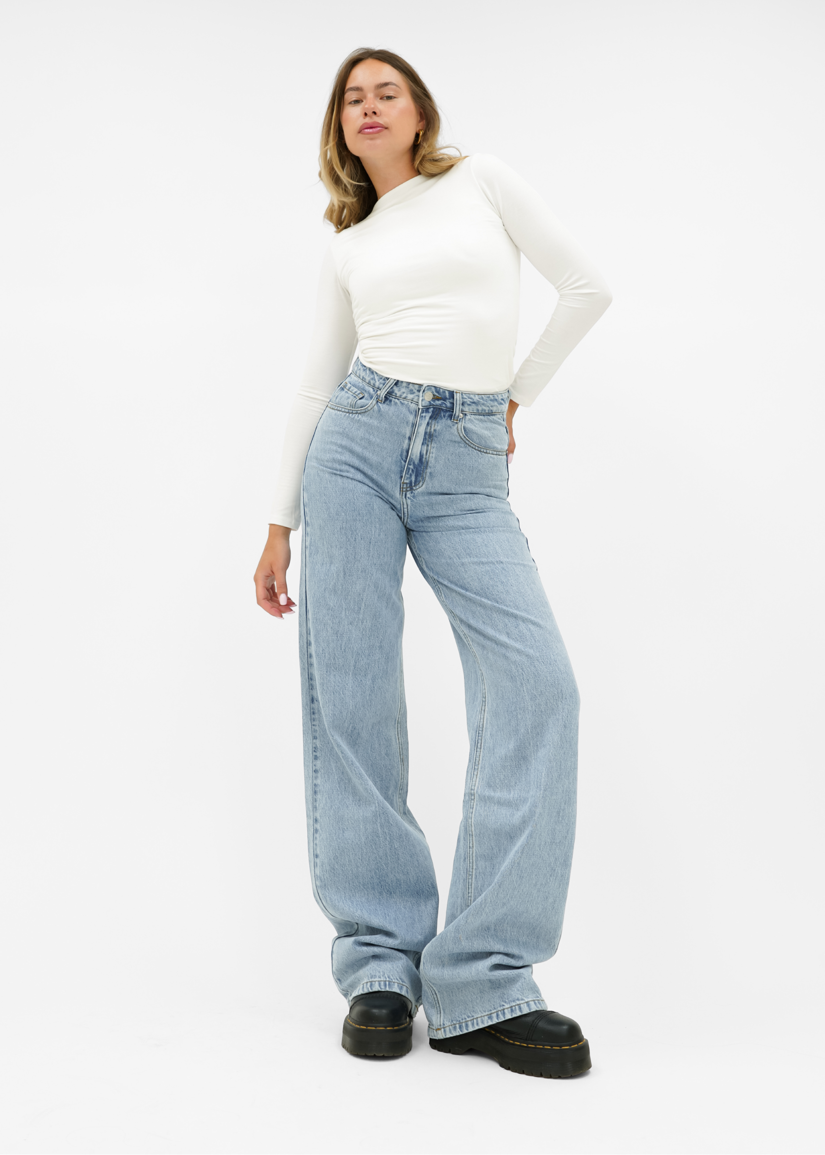 High waist super wide leg jeans classic blue (tall)