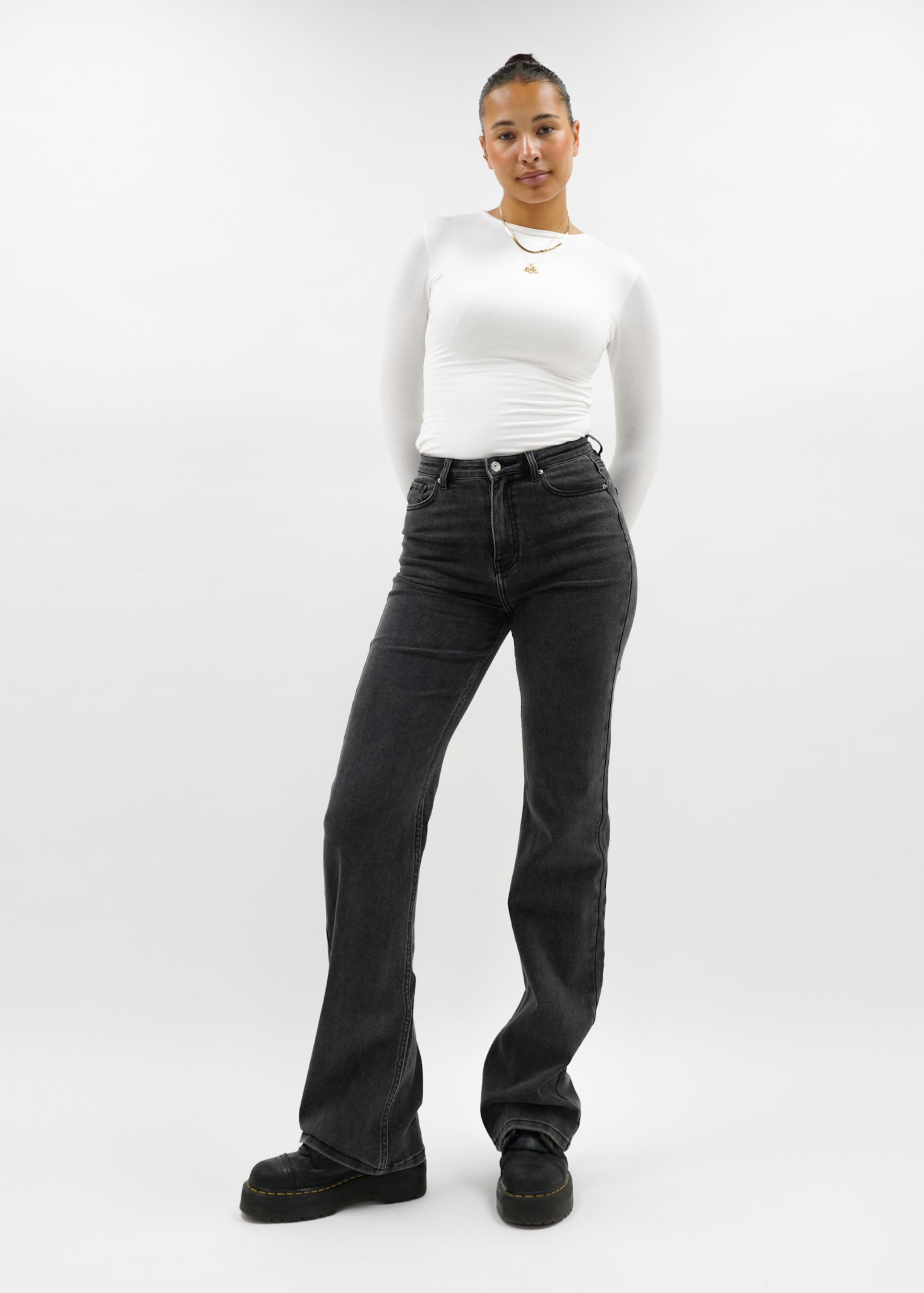 High waist wide leg jeans dark grey (tall)