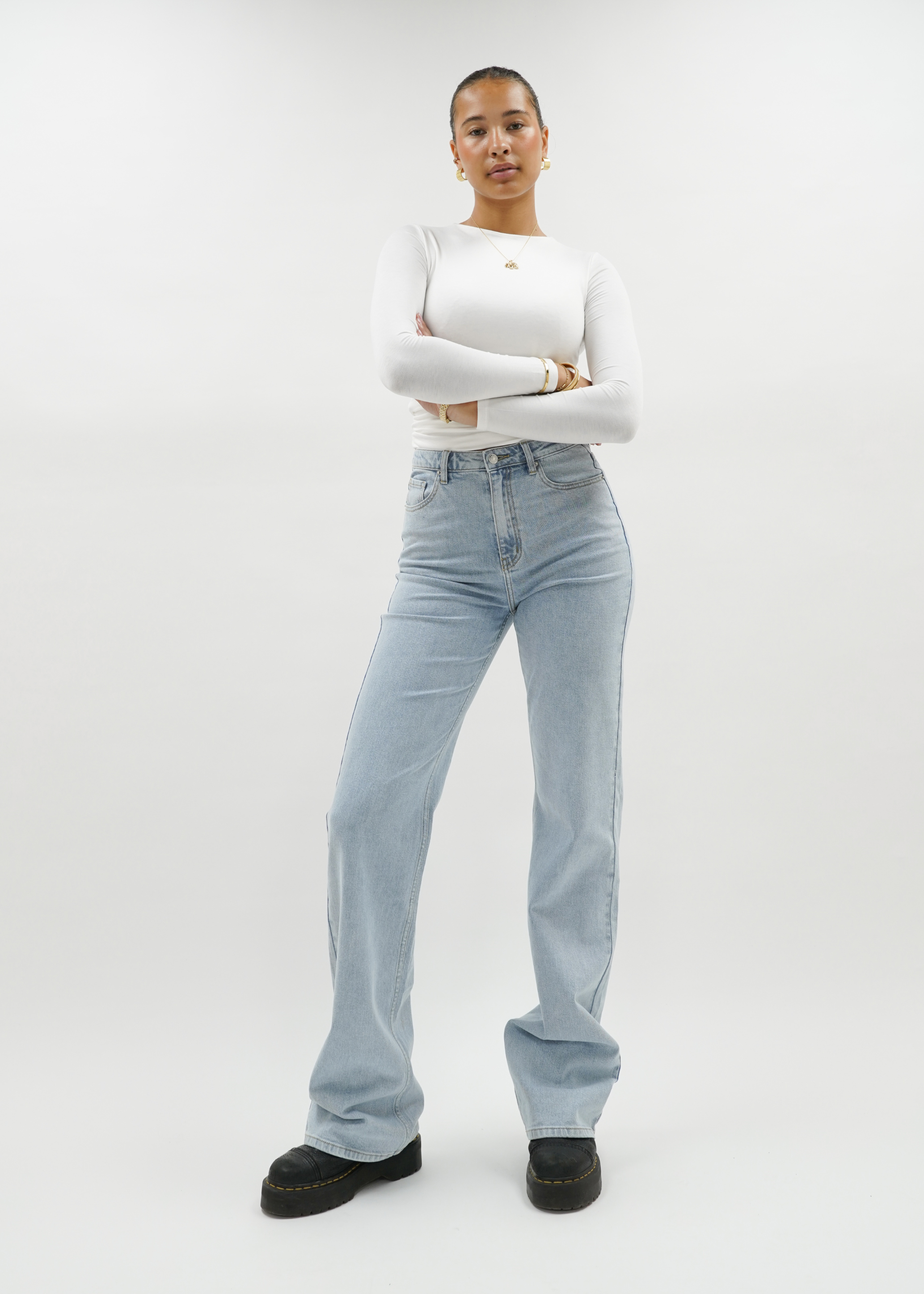 High waist wide leg jeans light blue (tall)