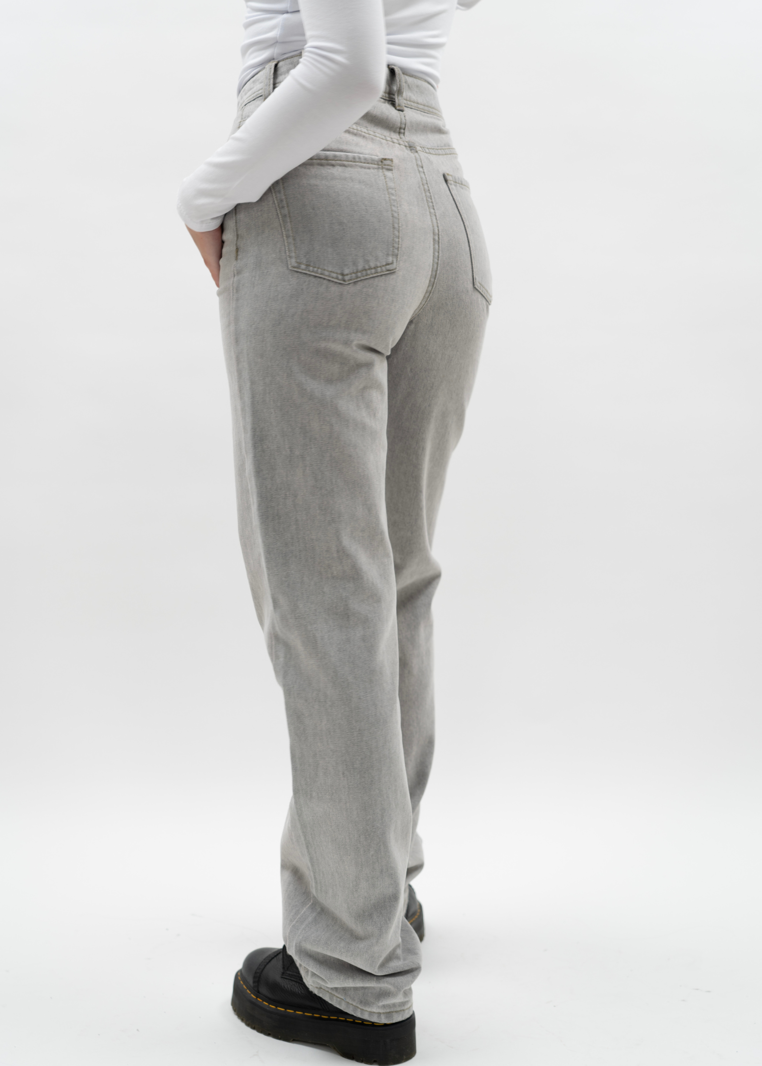 Jean taille haute jambe droite gris clair 90 (TALL)