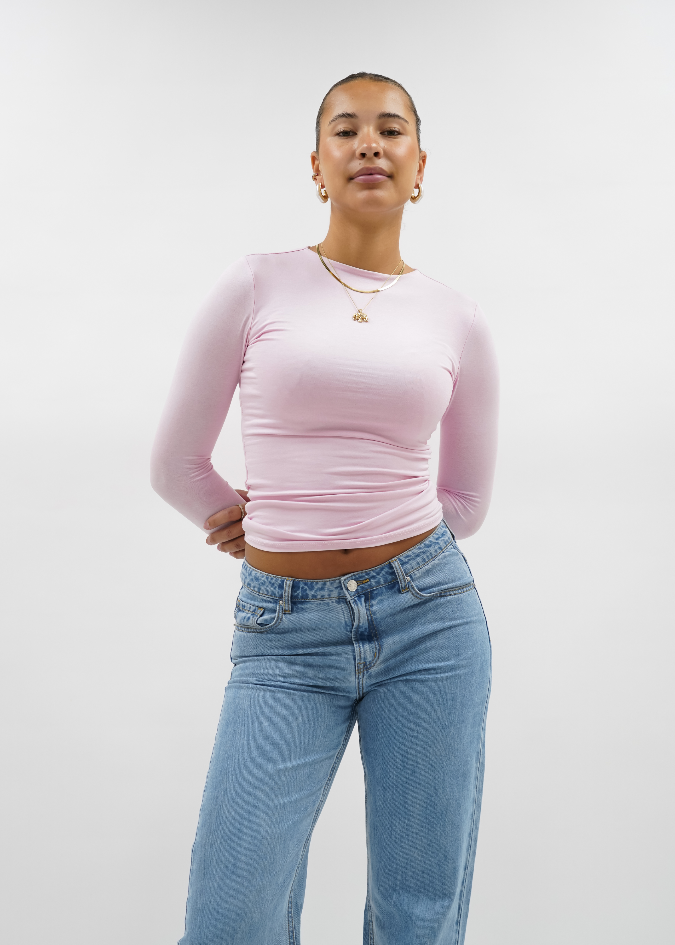 Long sleeve top long light pink (tall)