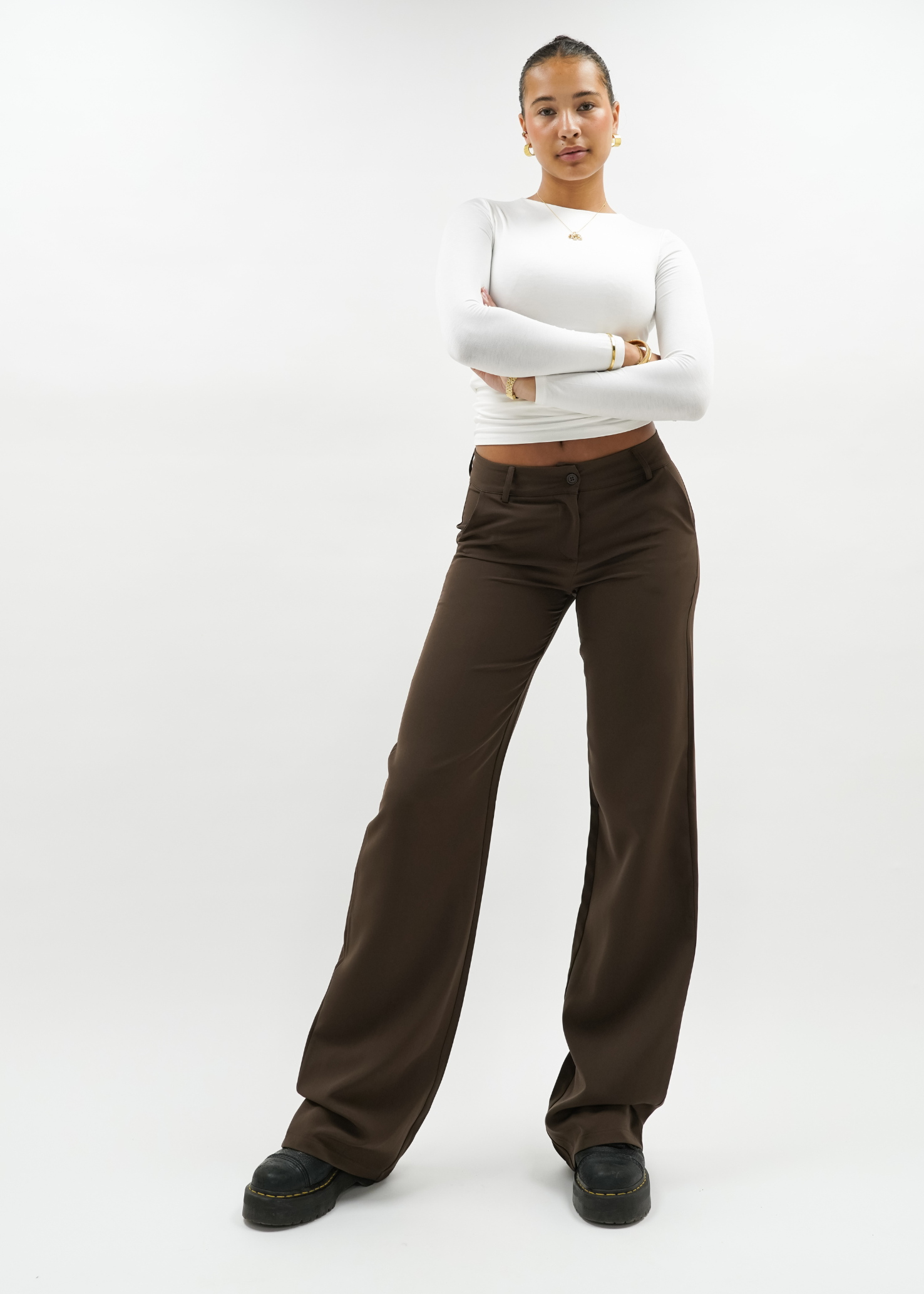 Low/mid waist pants casual chocolate brown (tall)