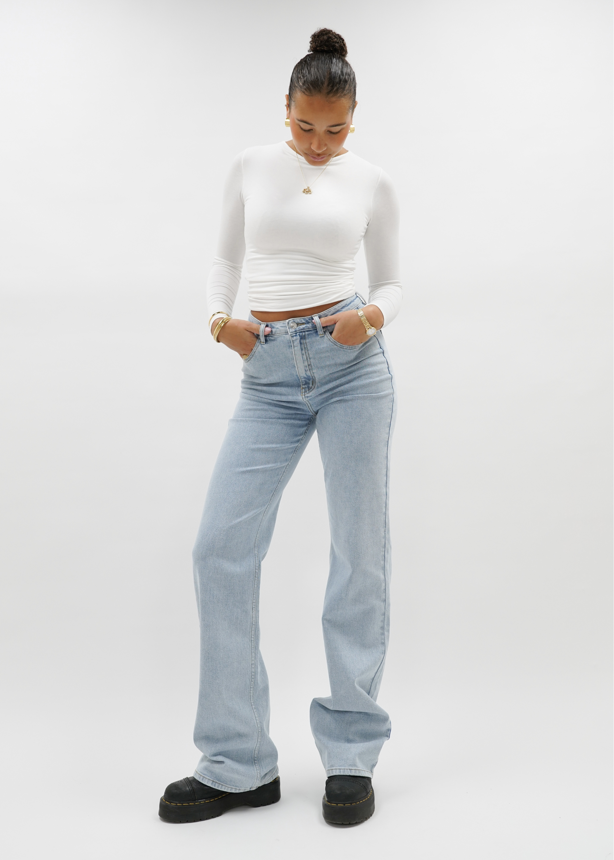High waist wide leg jeans light blue (tall)