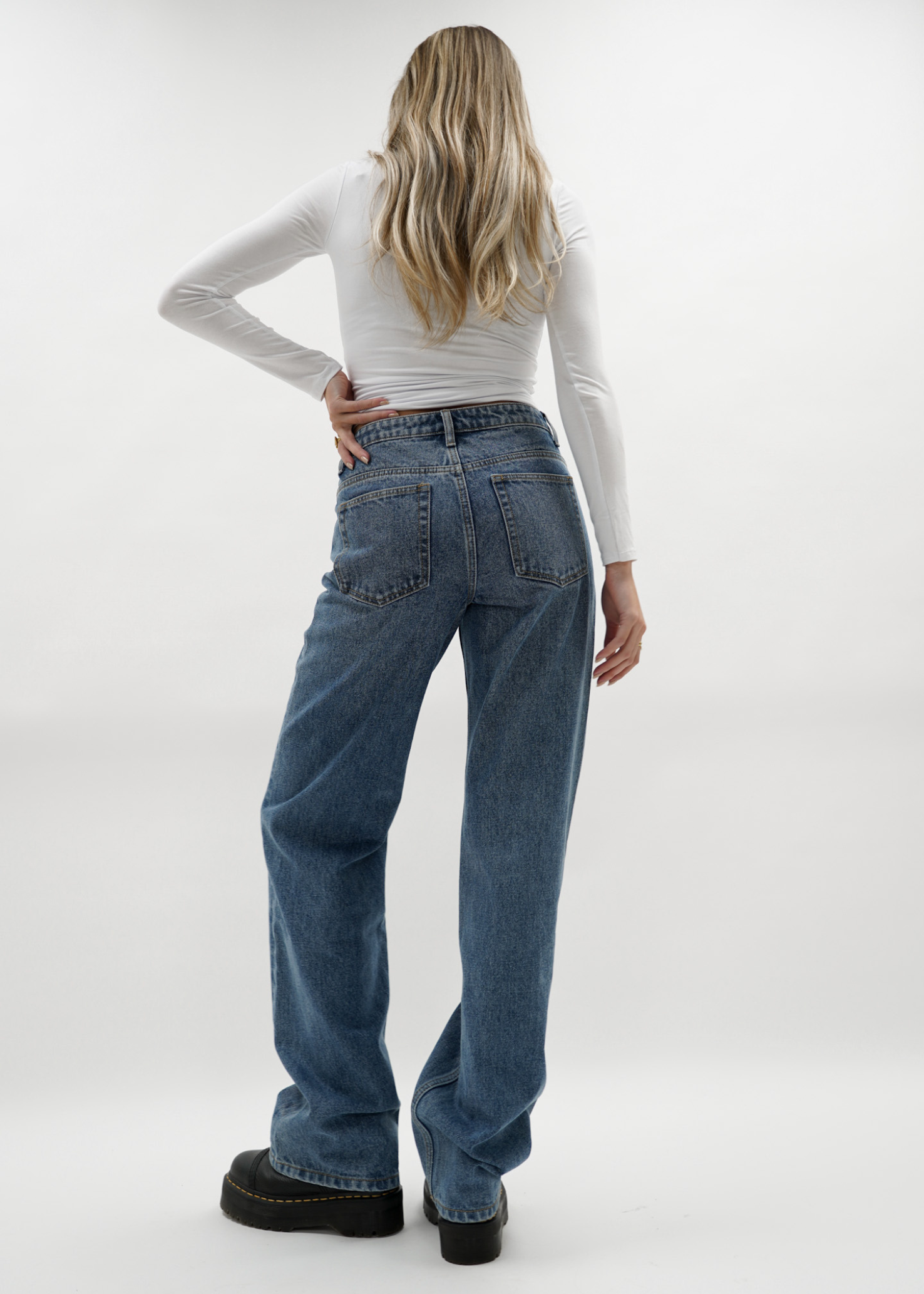 Jeans taille basse bleu foncé (TALL)