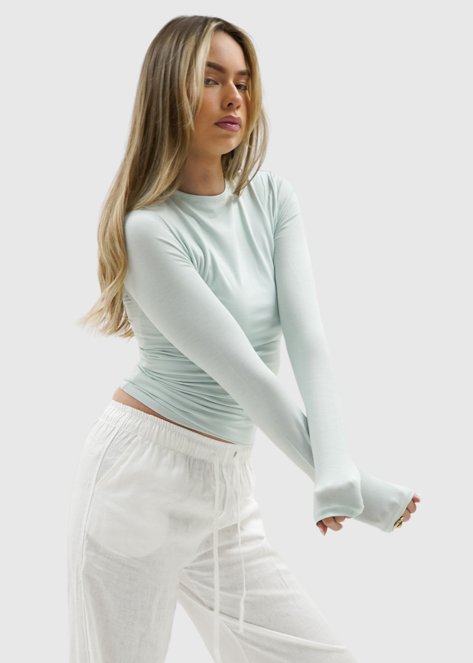 Long sleeve top long mint