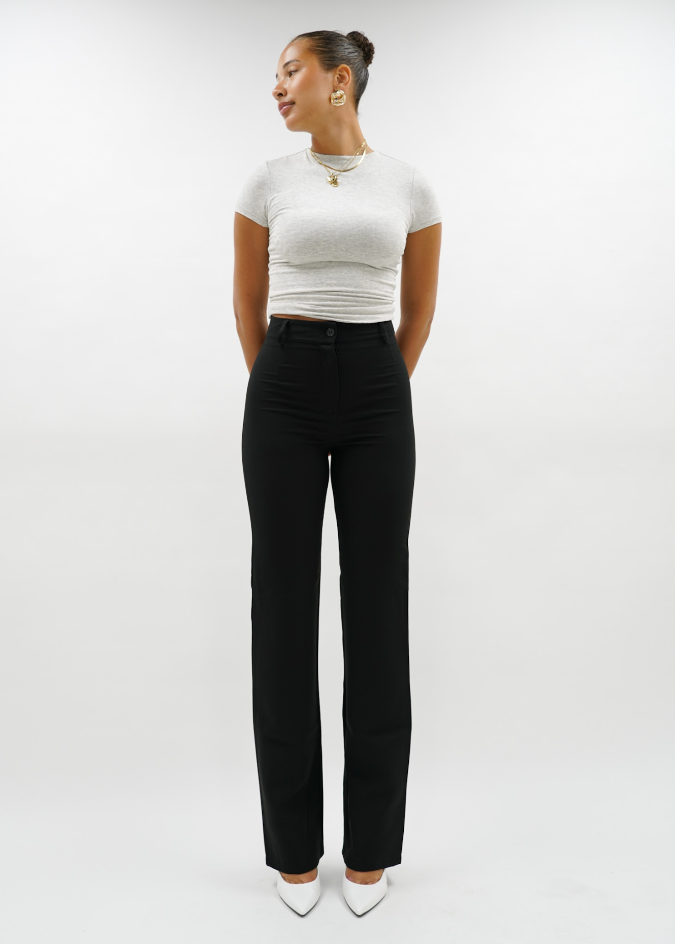 Straight leg pants mit pressfold black (regular)