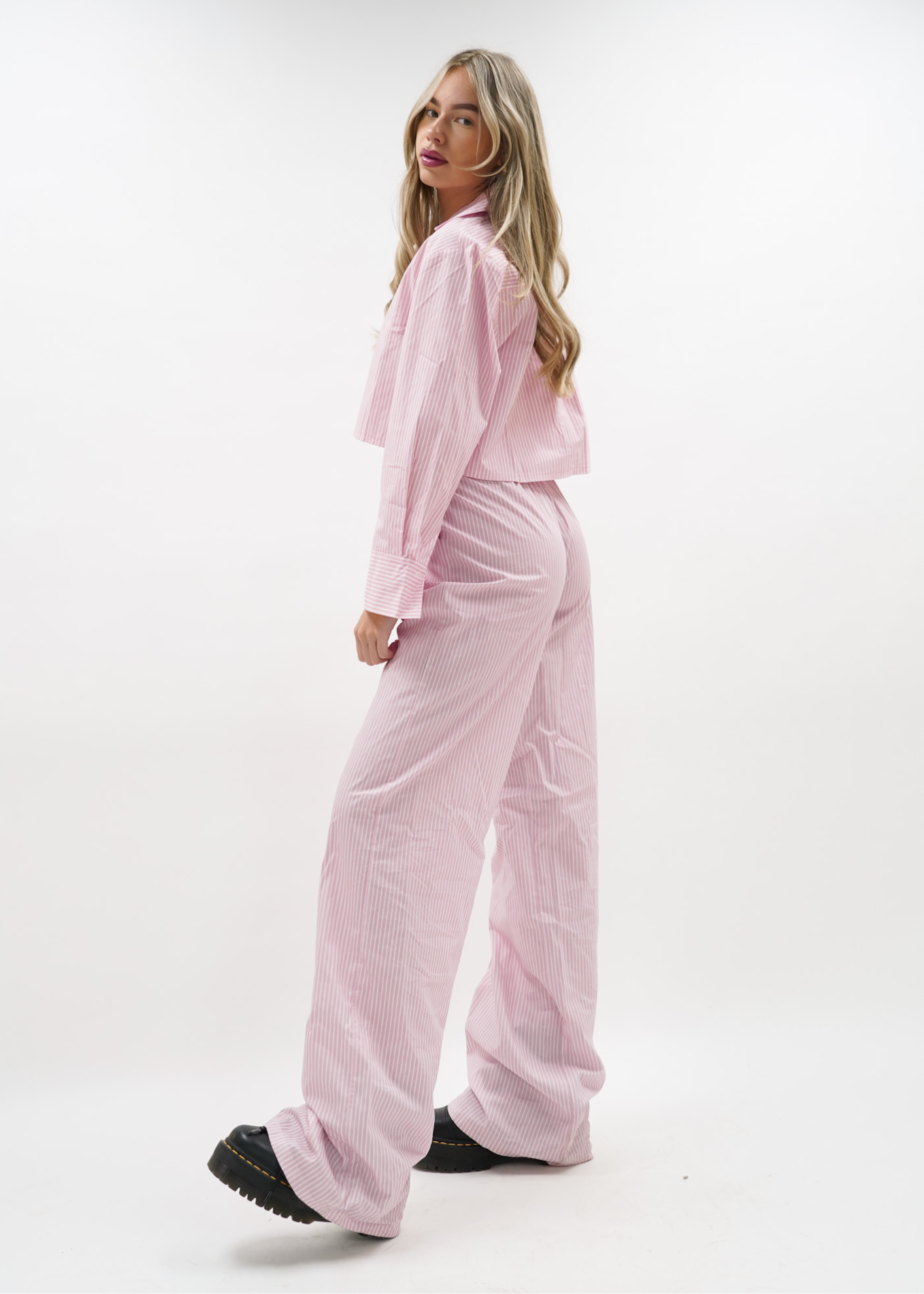 Cotton pants striped (tall) pink/white