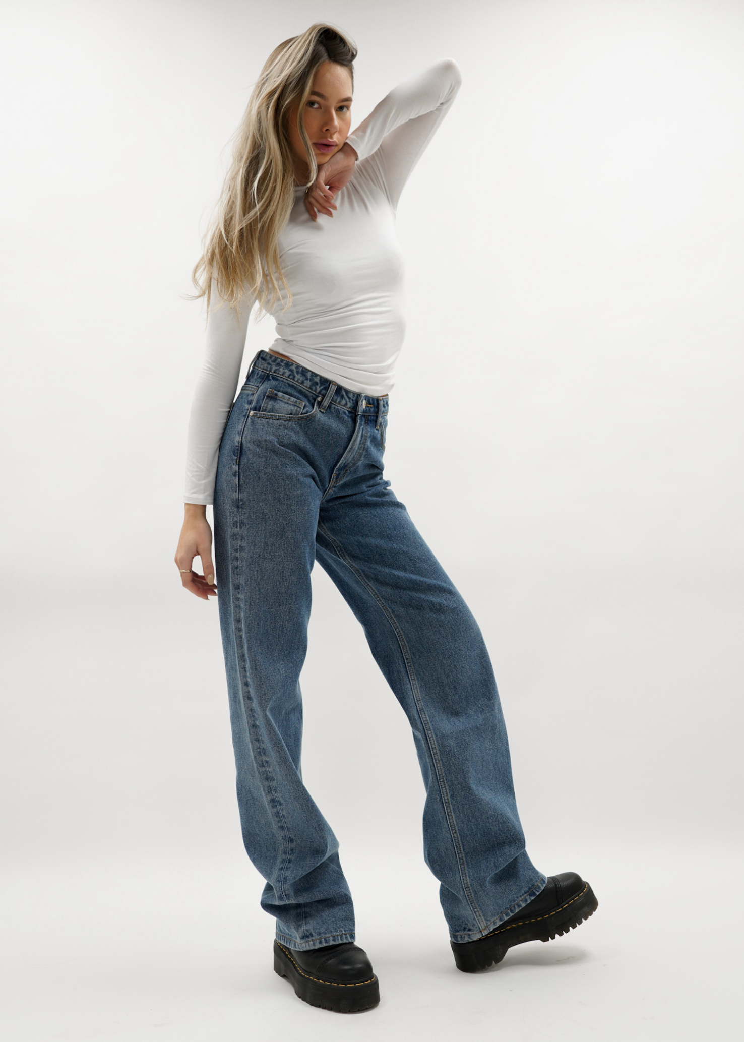 Jeans taille basse bleu foncé (TALL)