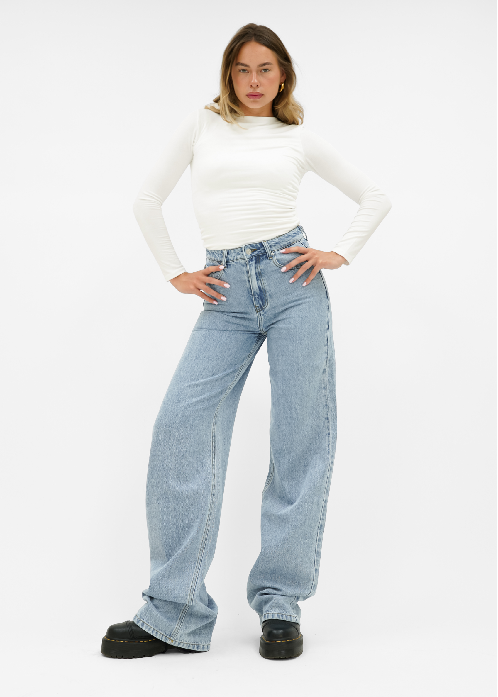 High waist super wide leg jeans classic blue (tall)