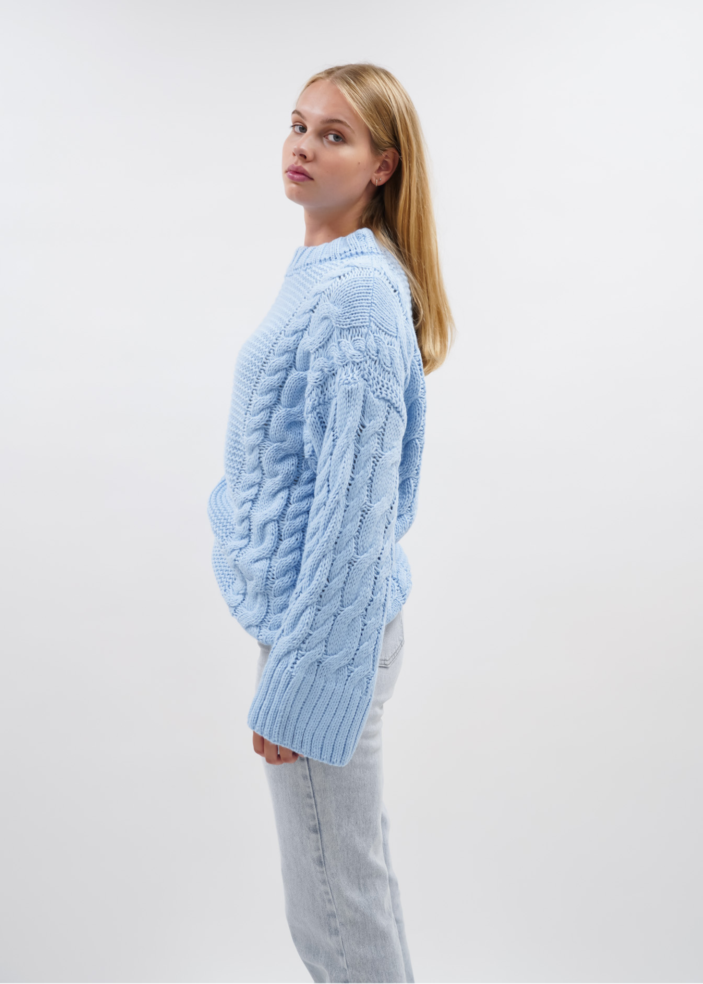 Cable knit baby blue