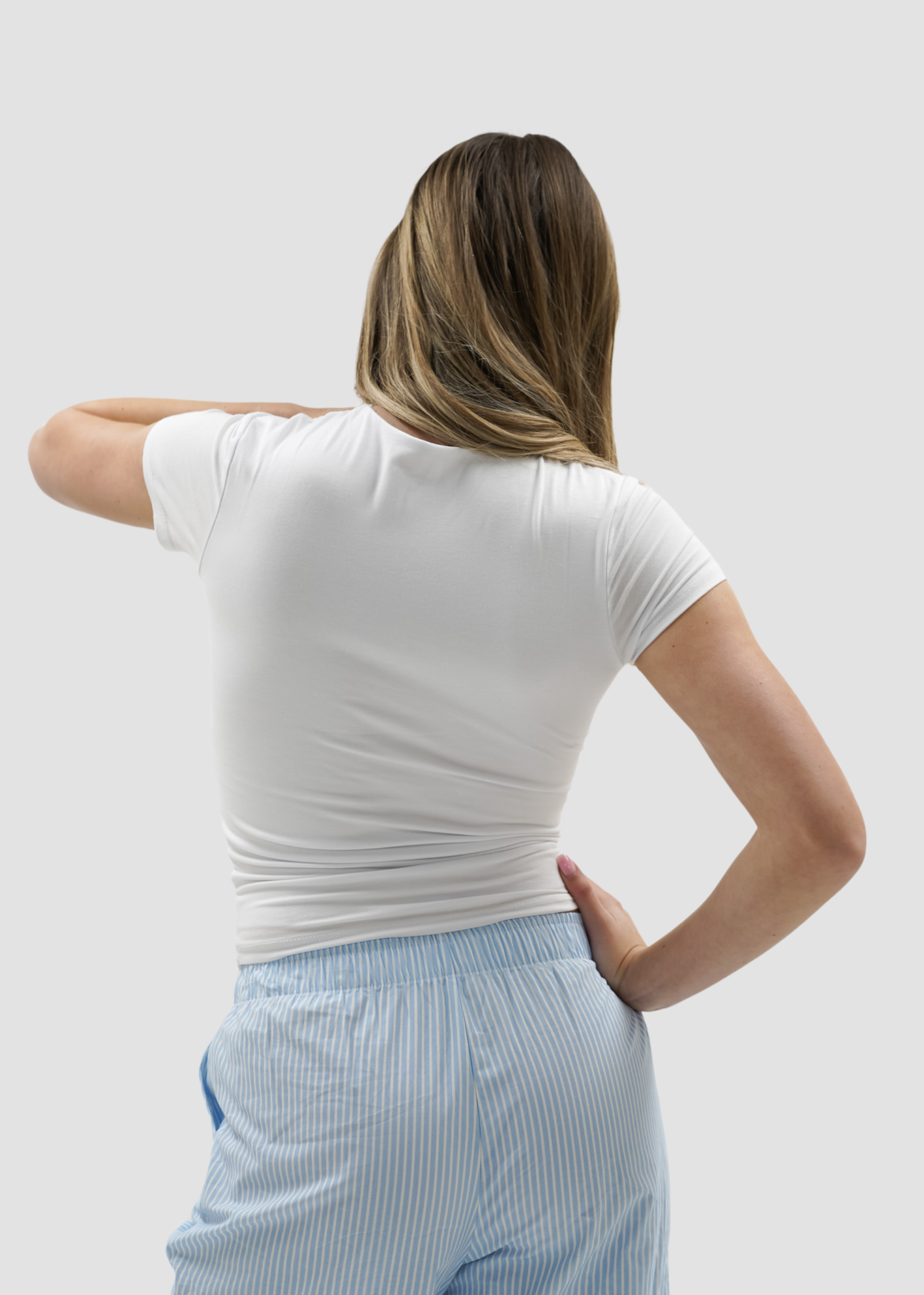 Short sleeve top long white (tall)