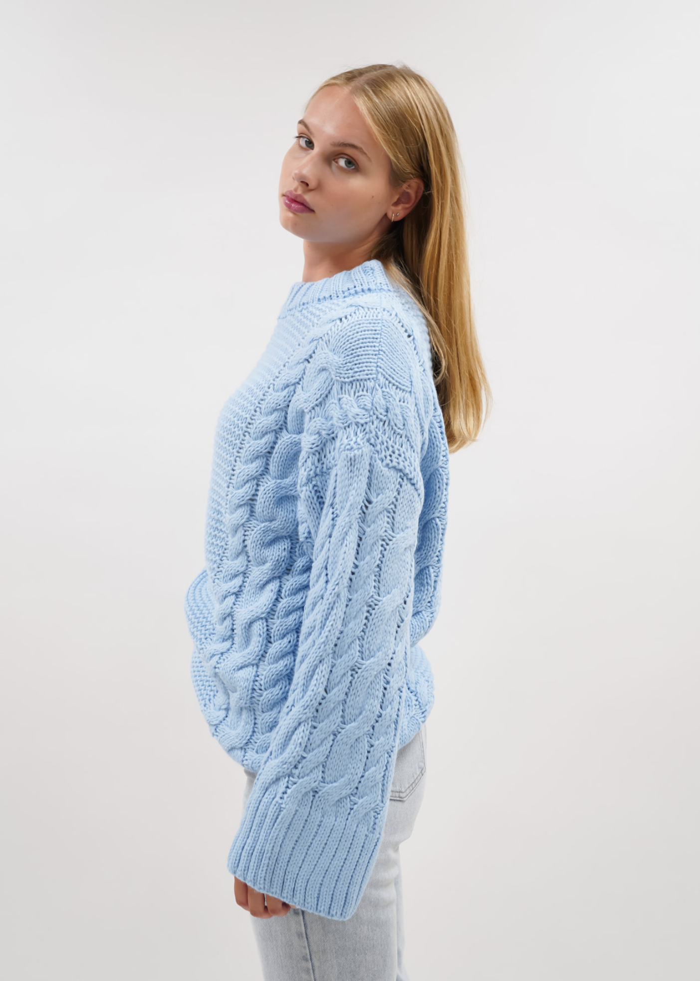 Cable knit baby blue