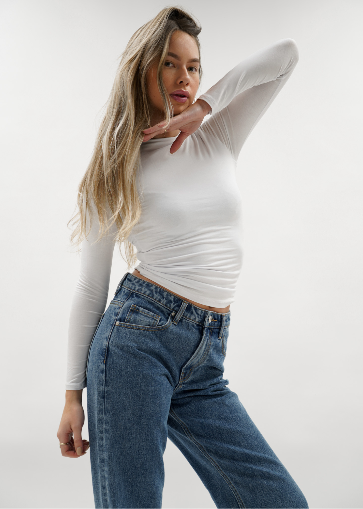 Jeans taille basse bleu foncé (TALL)