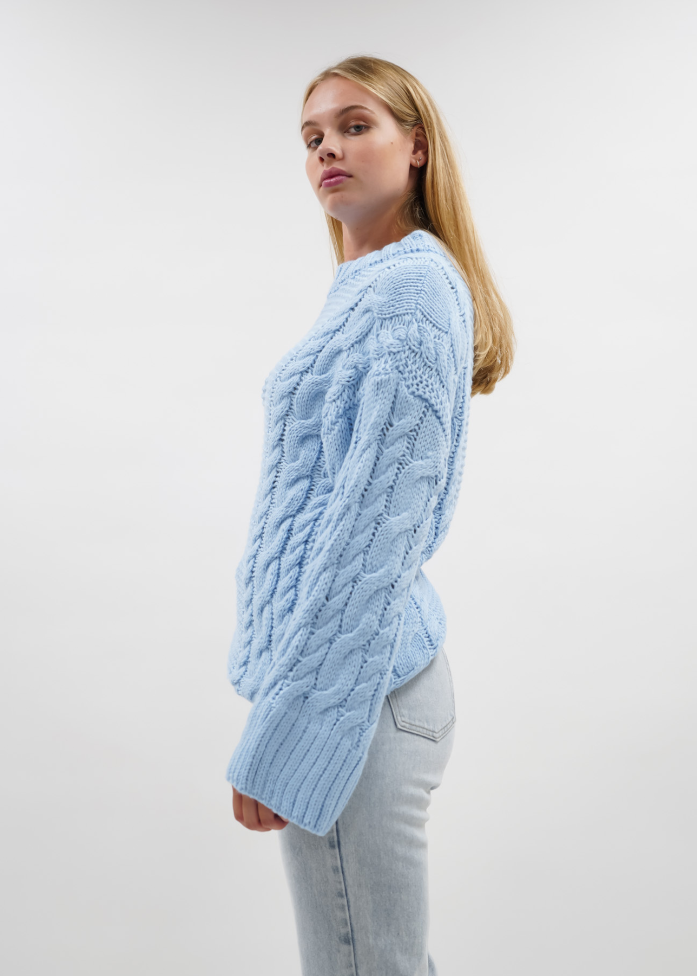 Cable knit baby blue
