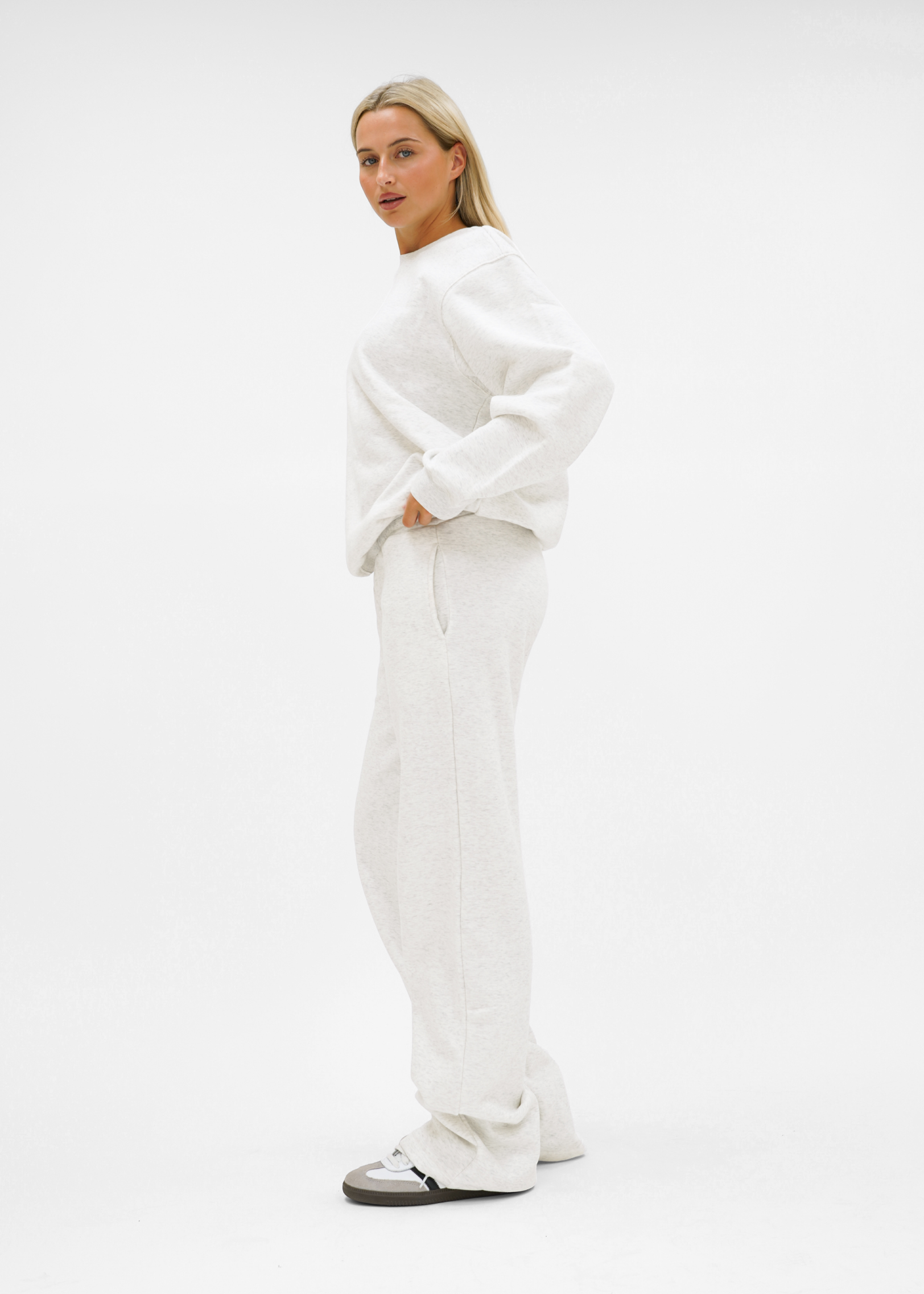 Low/mid waist jogger pants light grey melange (tall)