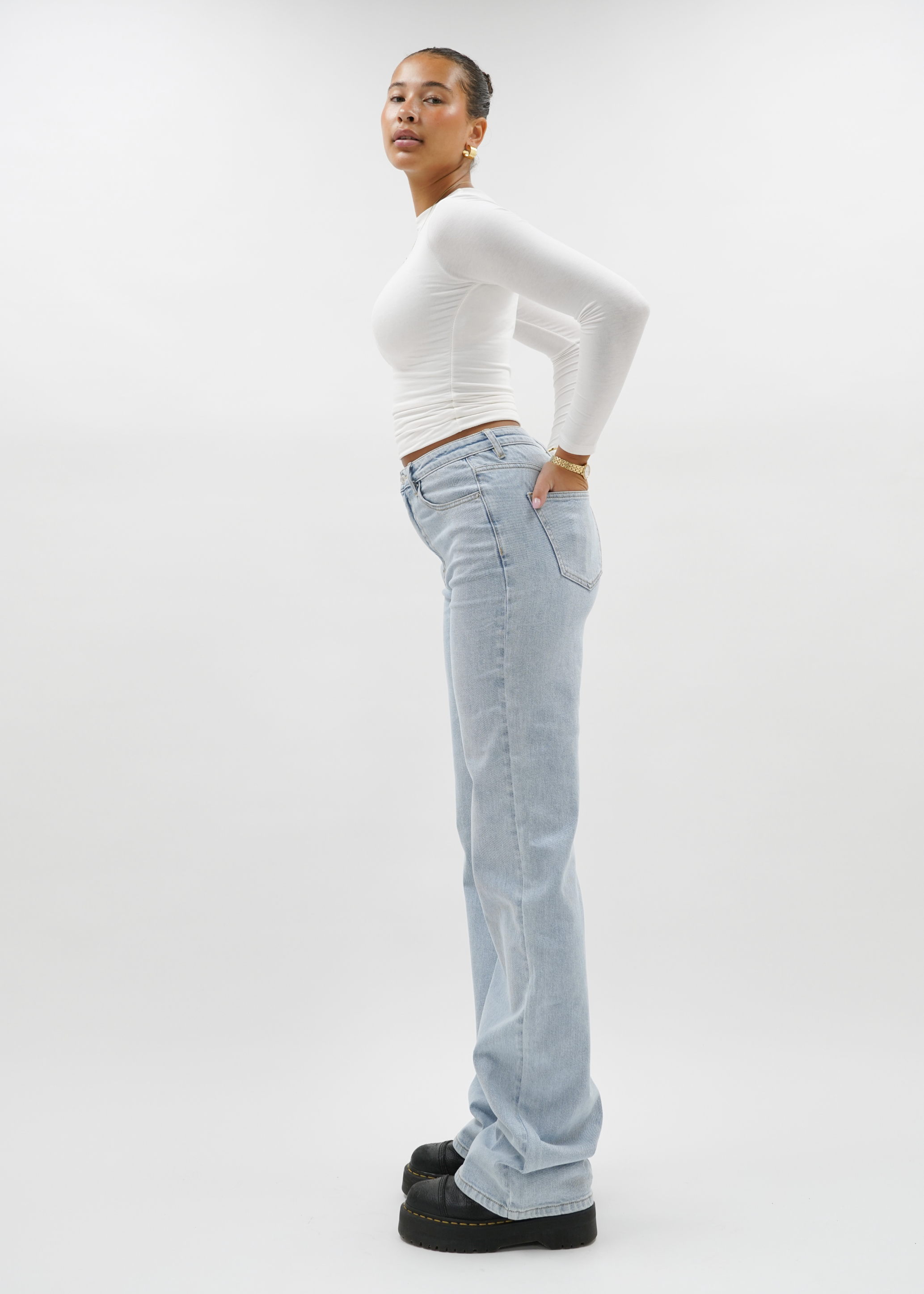 High waist wide leg jeans light blue (tall)