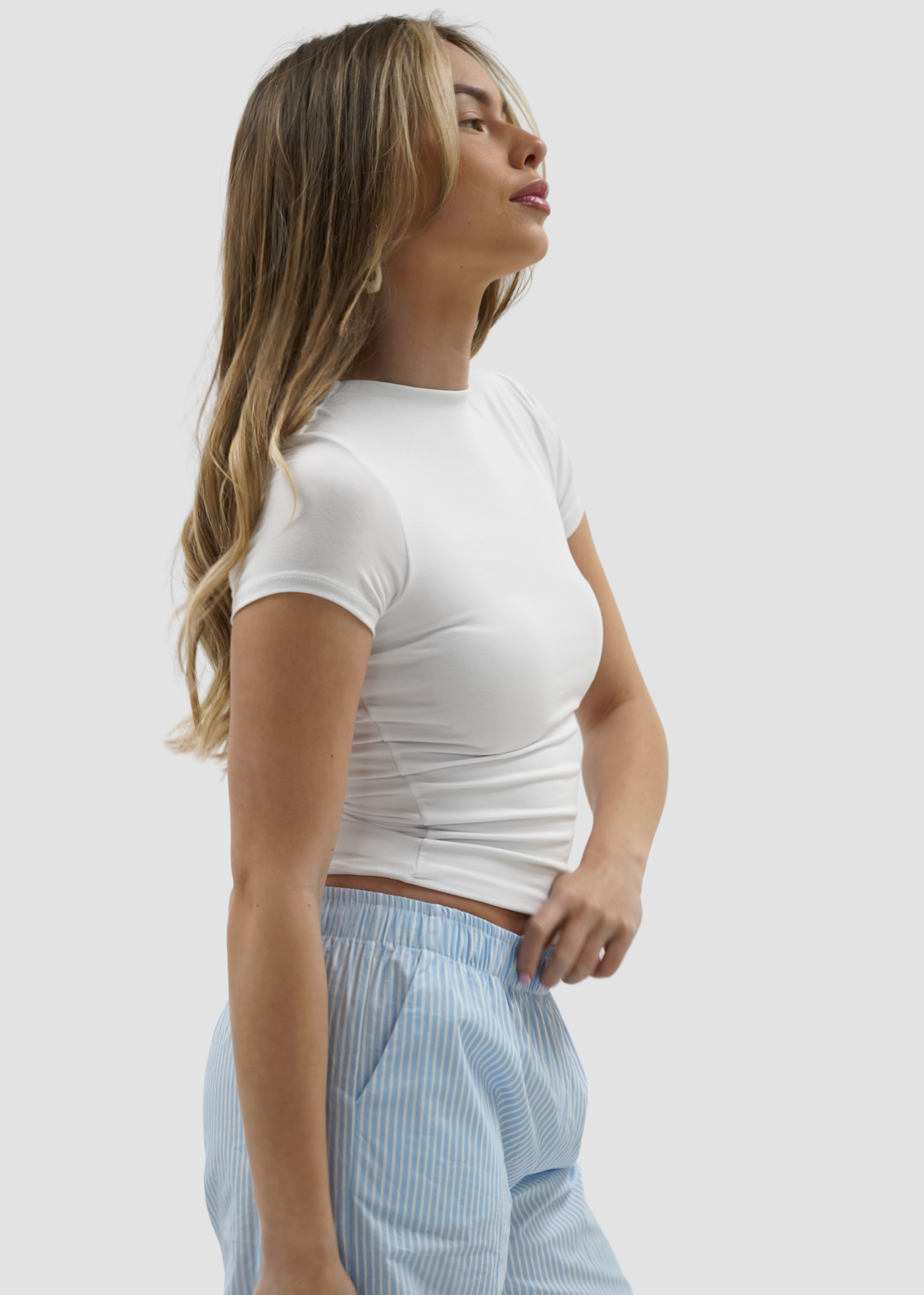 Short sleeve top long white (tall)