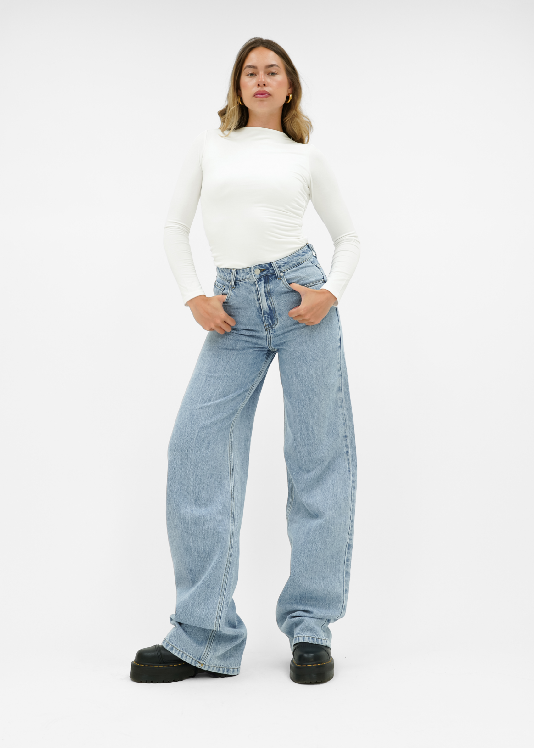 High waist super wide leg jeans classic blue (tall)