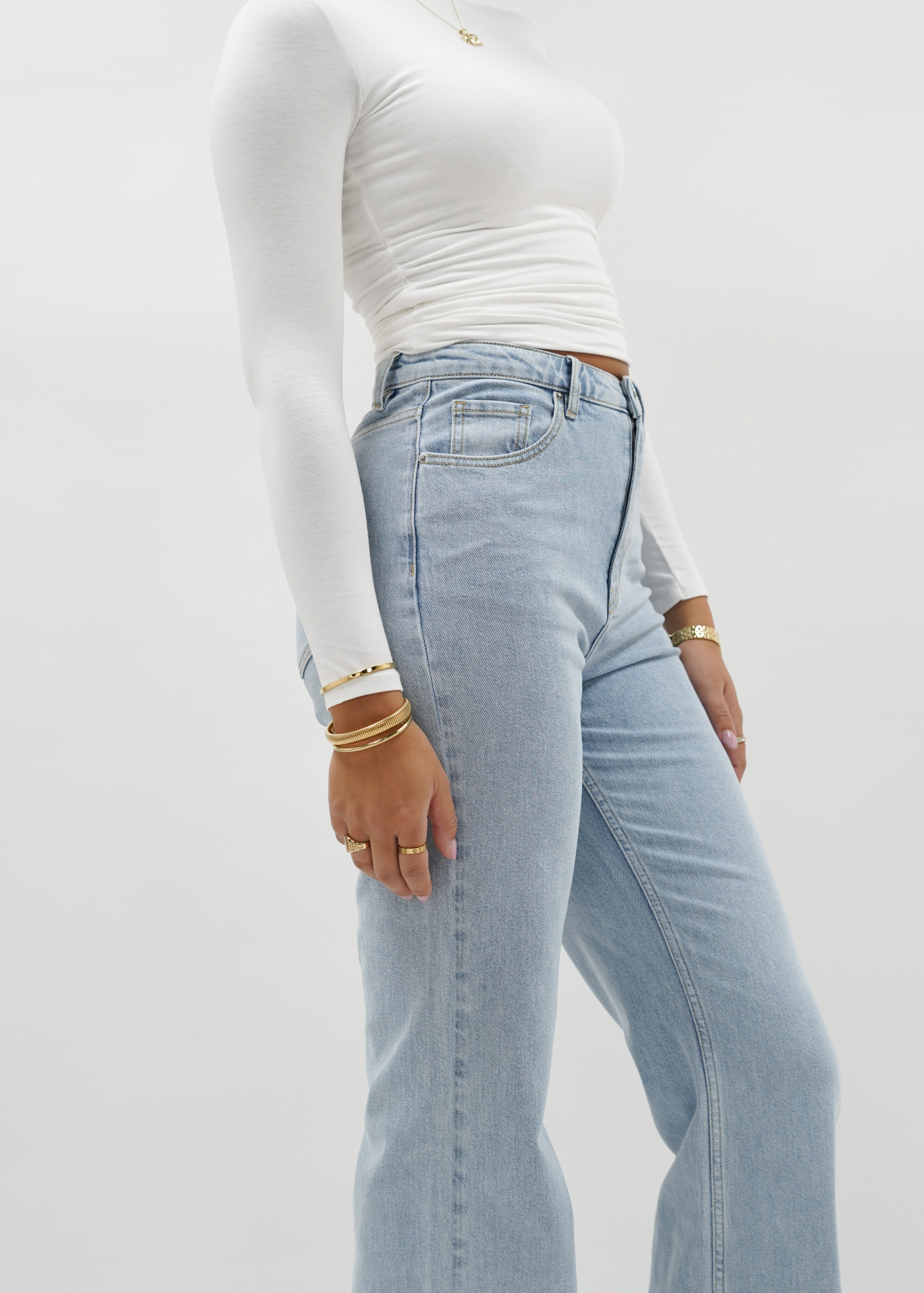 High waist wide leg jeans light blue (tall)