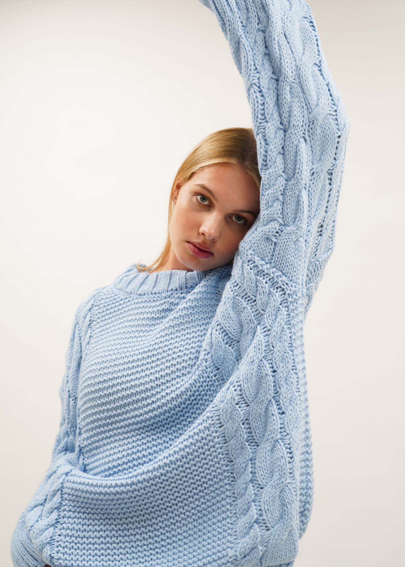 Cable knit baby blue