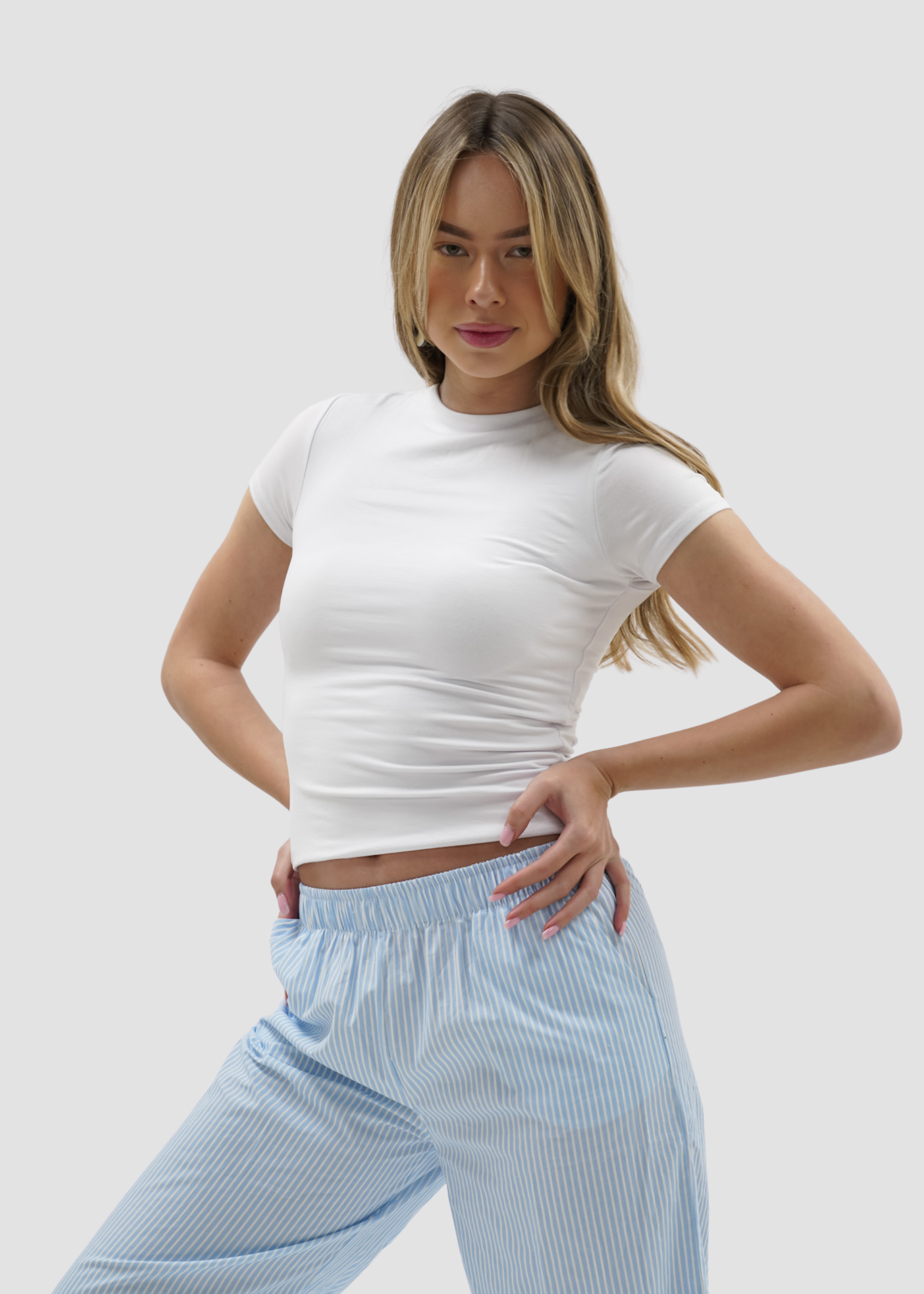 Short sleeve top long white (tall)