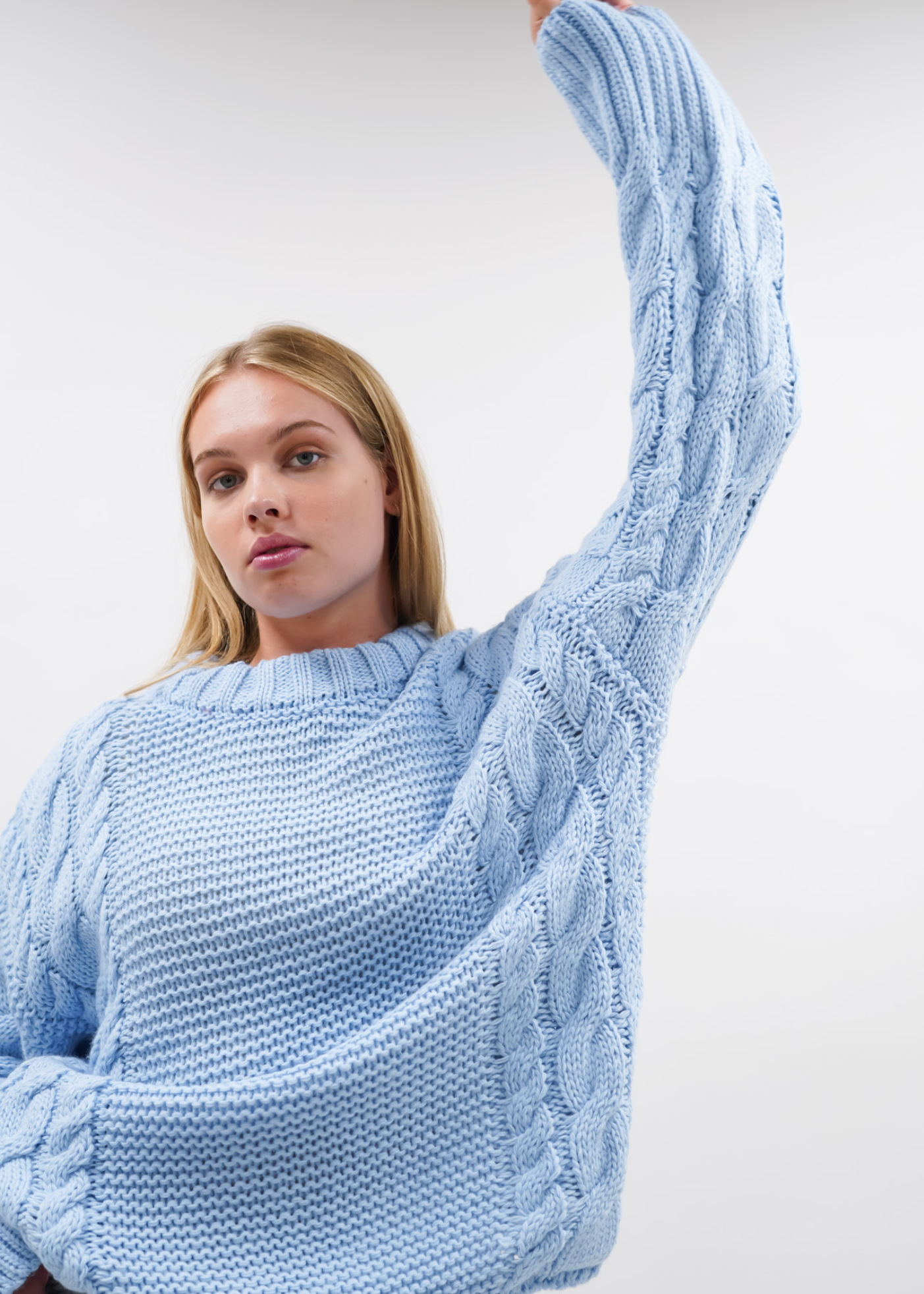 Cable knit baby blue