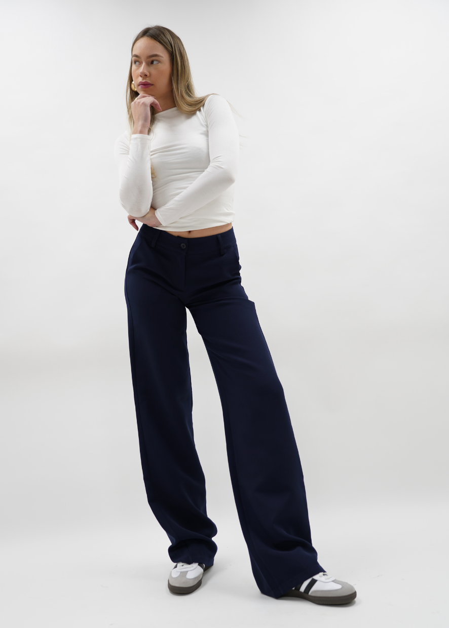 Low/mid waist straight leg pants casual night blue (REGULAR)