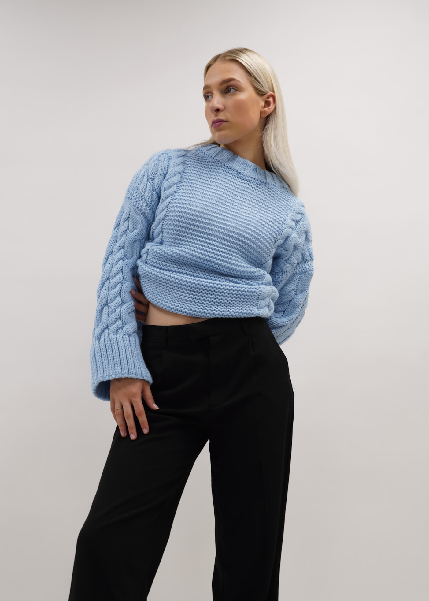 Cable knit baby blue