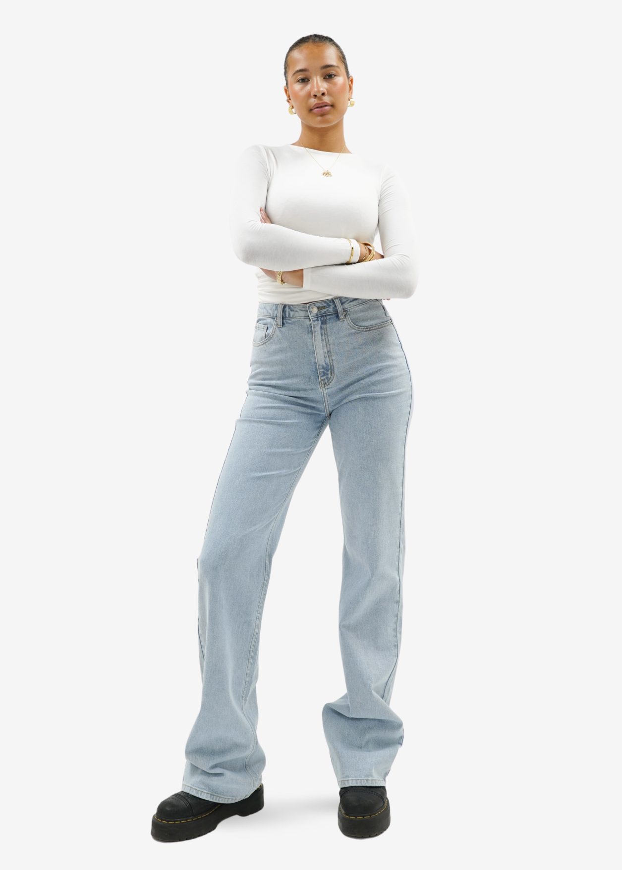 High waist wide leg jeans light blue (tall)