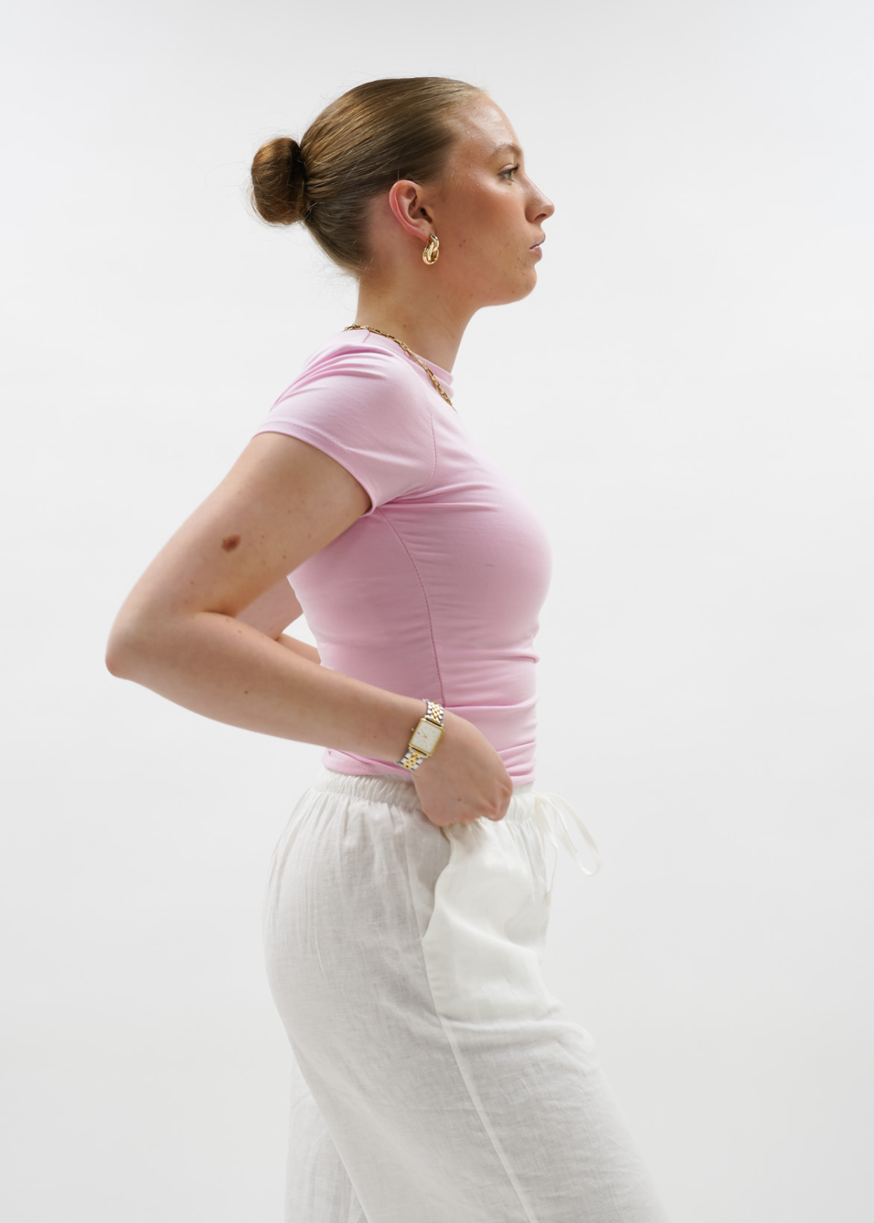 Short sleeve top long light pink (tall)