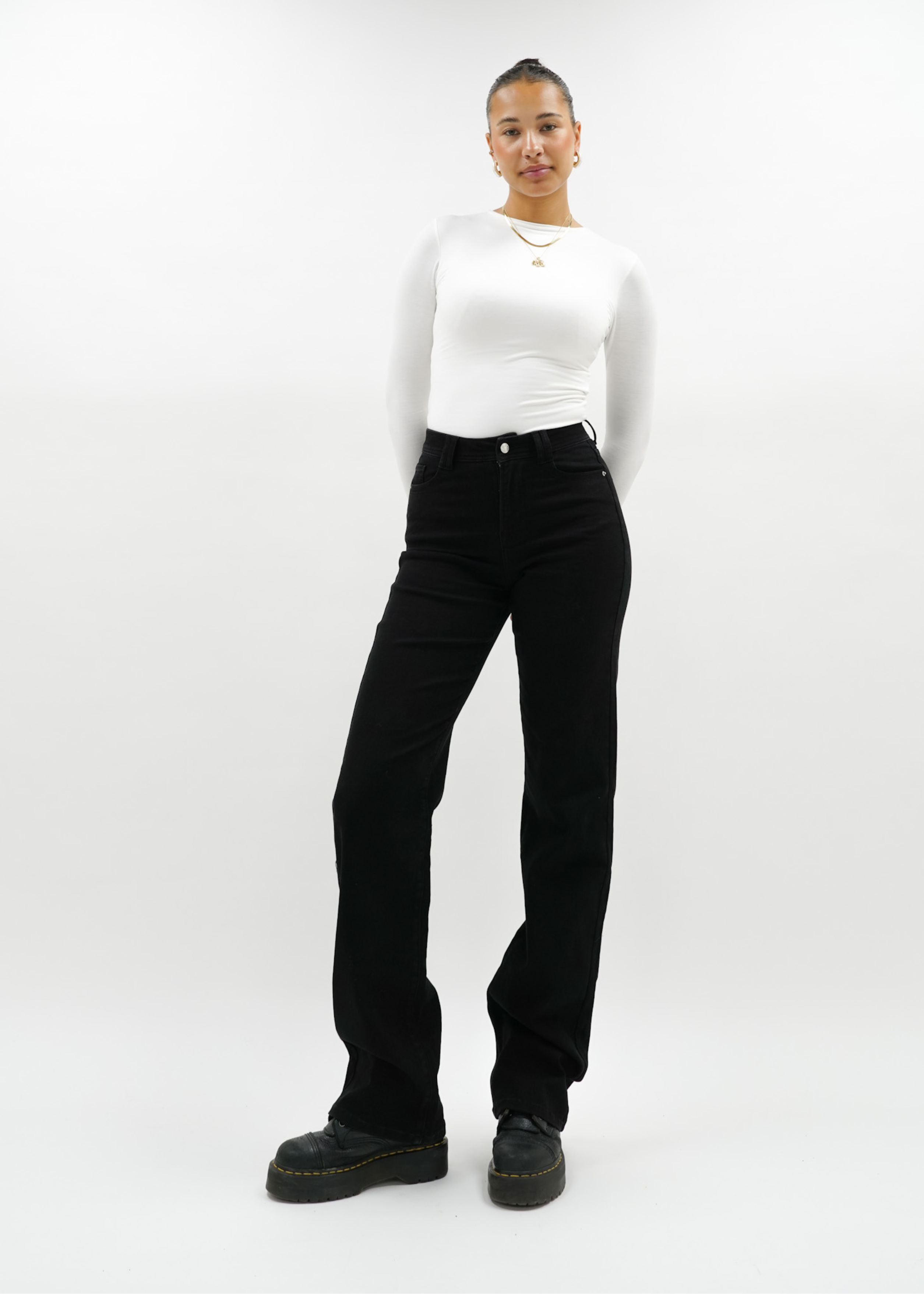 Stretch high waist straight leg jeans black (tall)